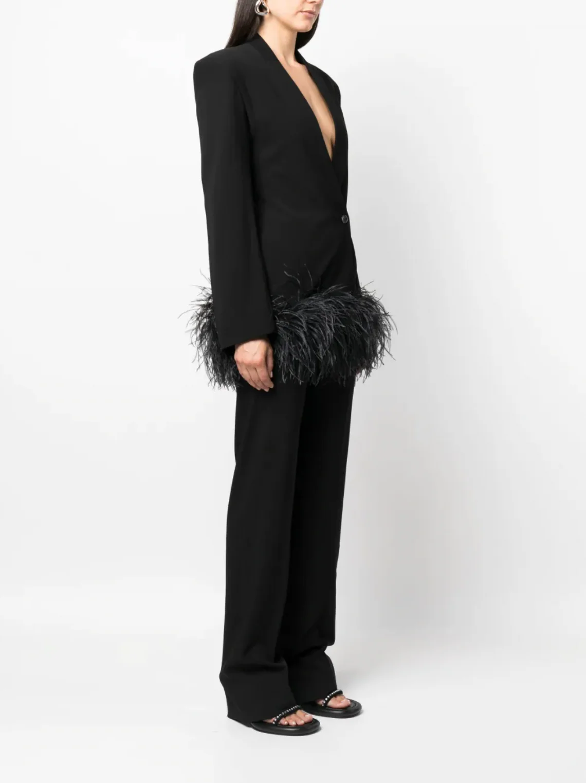 16Arlington Black Elinor Feather-Trim Blazer Jacket Size UK 4 RRP £1,280 - Image 5