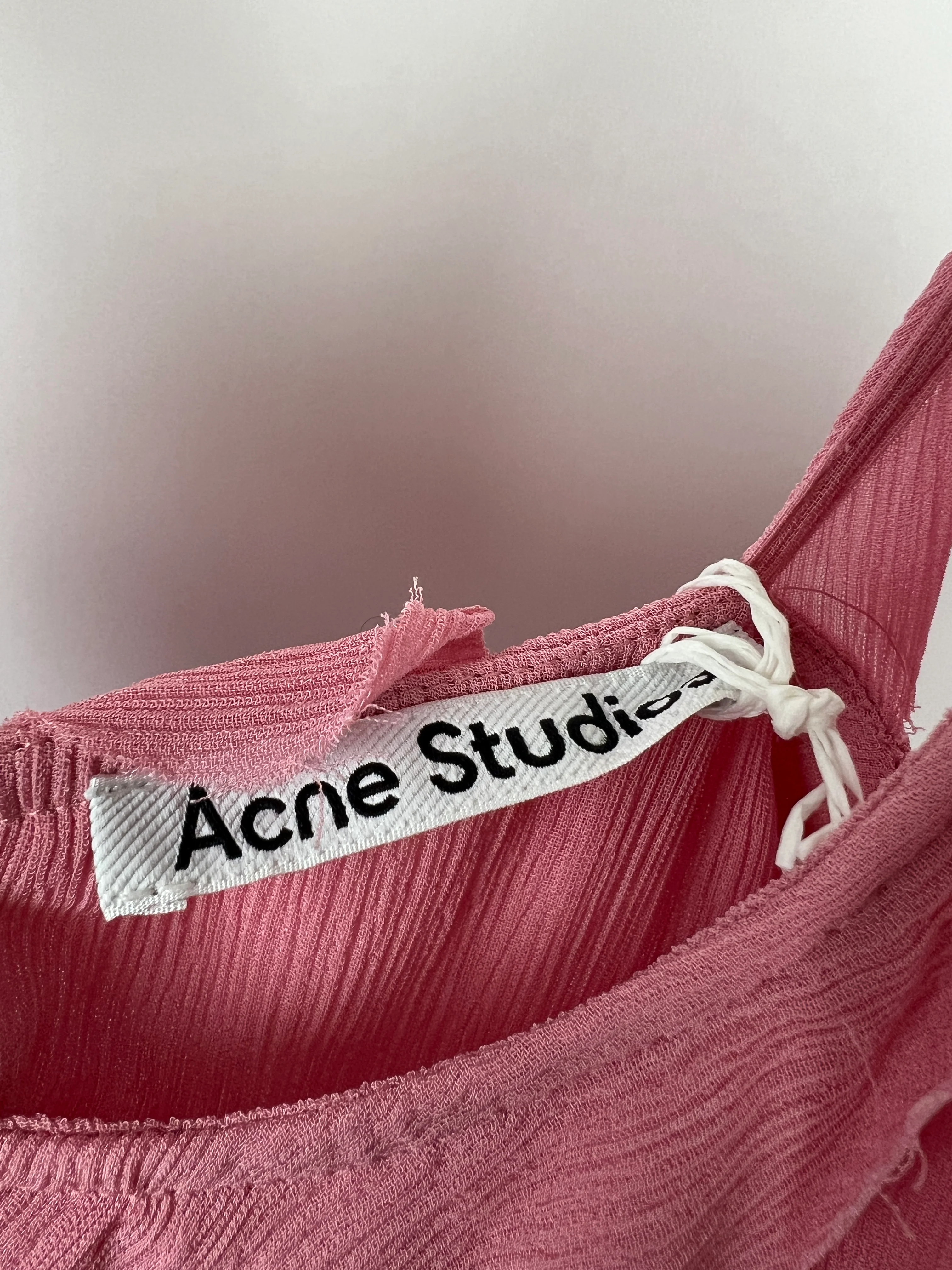 Acne Studios Pink Crinkled Chiffon Mini Dress With Cut Out & Frill Detail FR 38 (UK 10) - Image 12