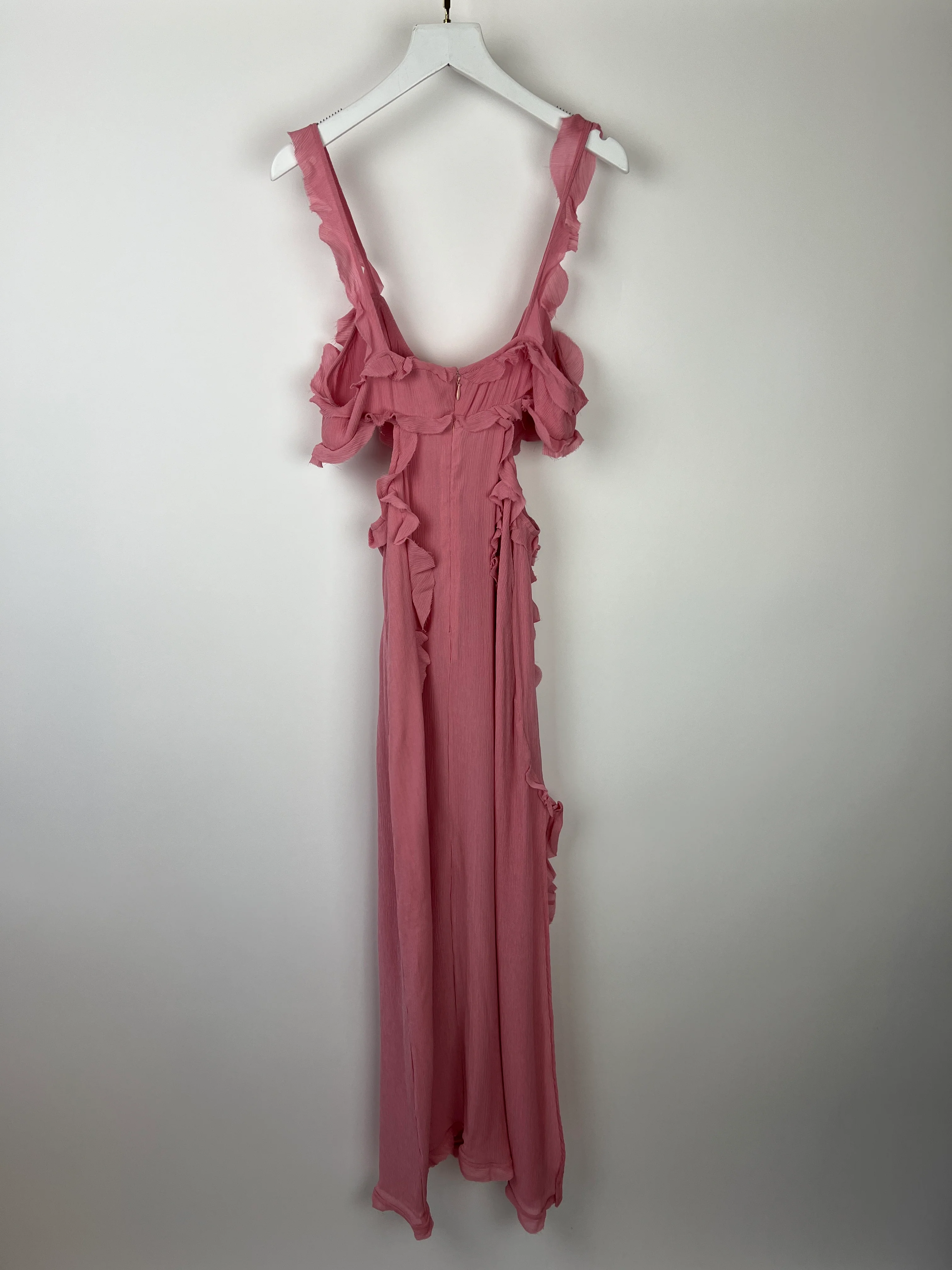 Acne Studios Pink Crinkled Chiffon Mini Dress With Cut Out & Frill Detail FR 38 (UK 10) - Image 13