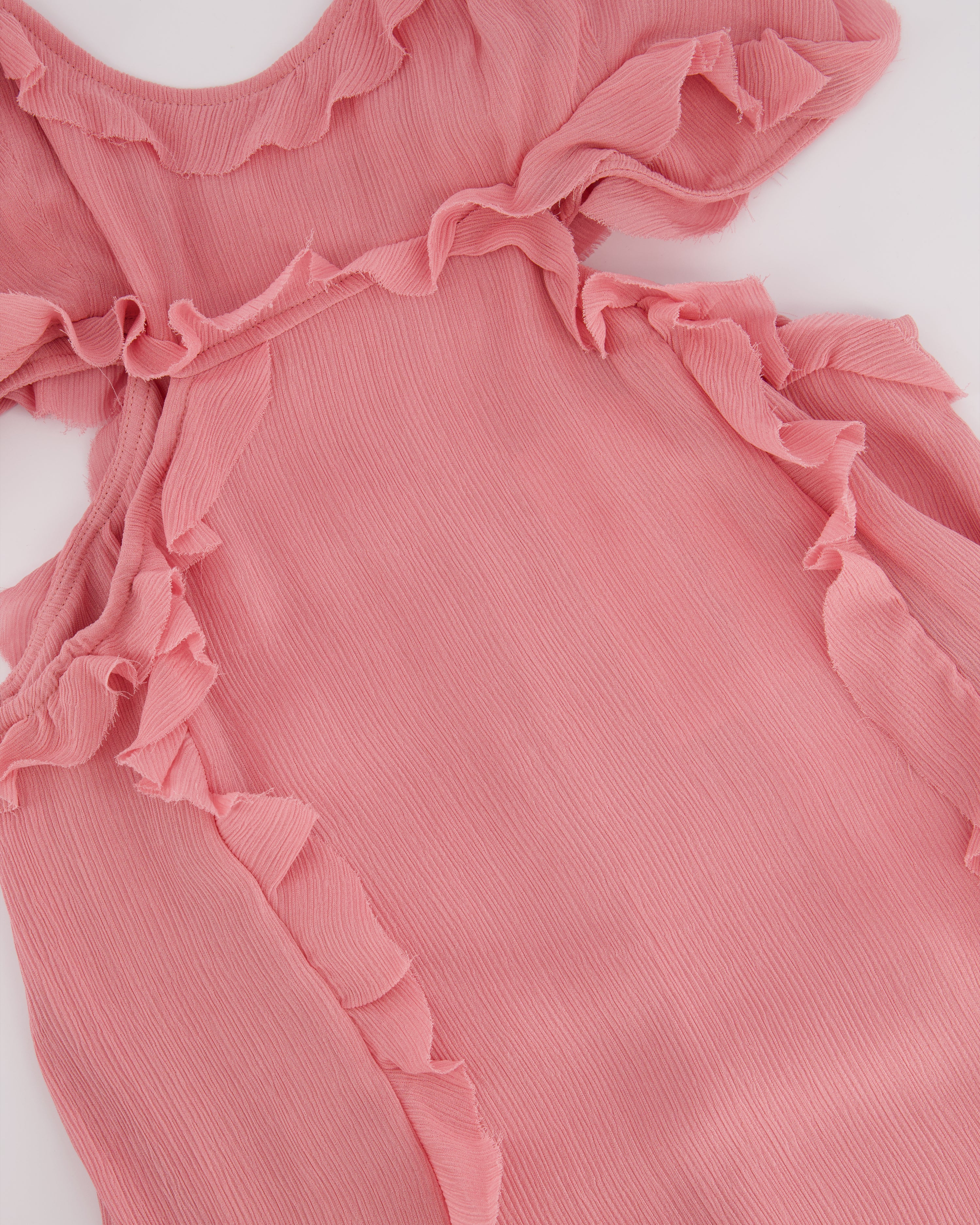 Acne Studios Pink Crinkled Chiffon Mini Dress With Cut Out & Frill Detail FR 38 (UK 10) - Image 8