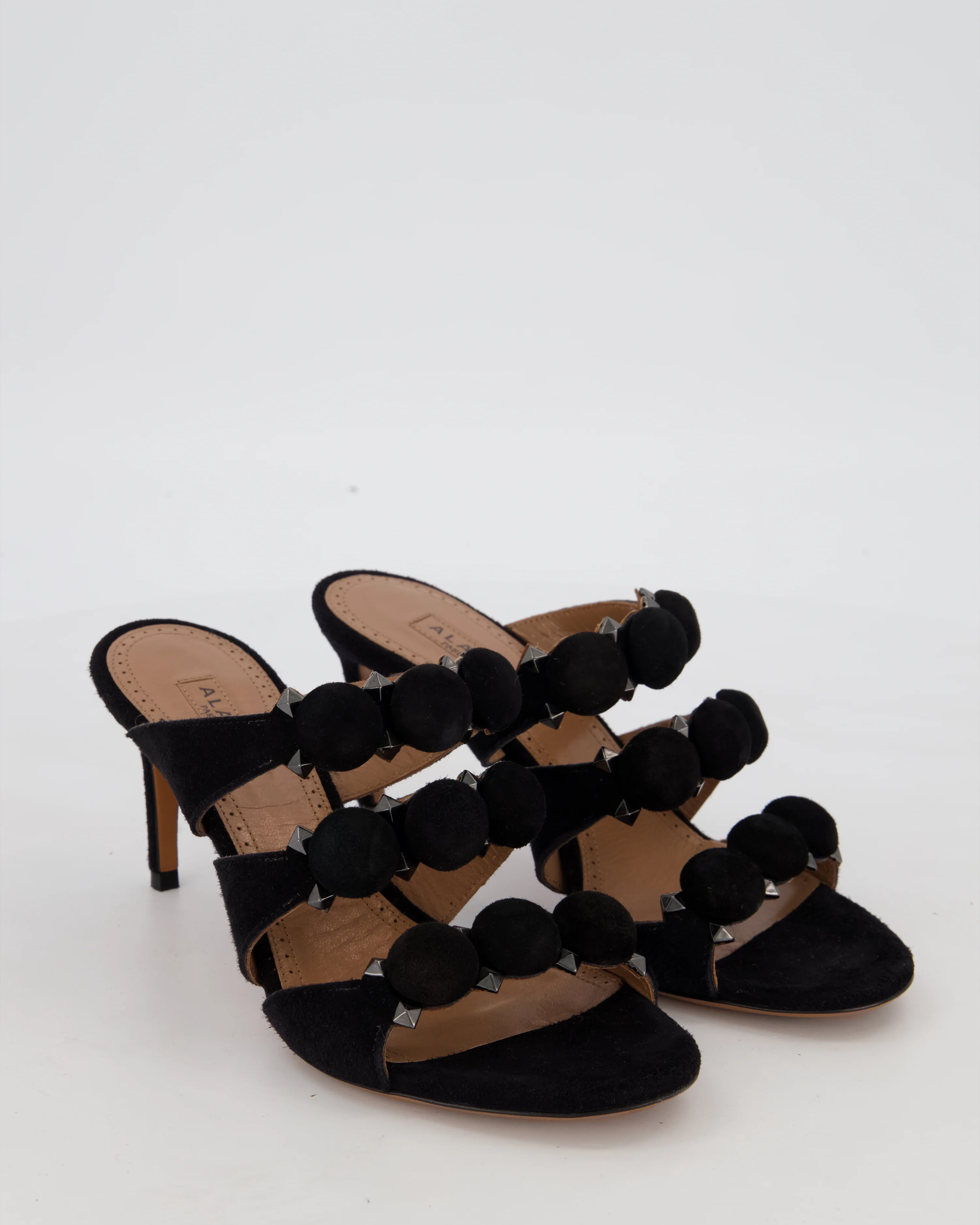 Alaïa Black Pom Pom Studded Mules Size EU 37 - Image 2