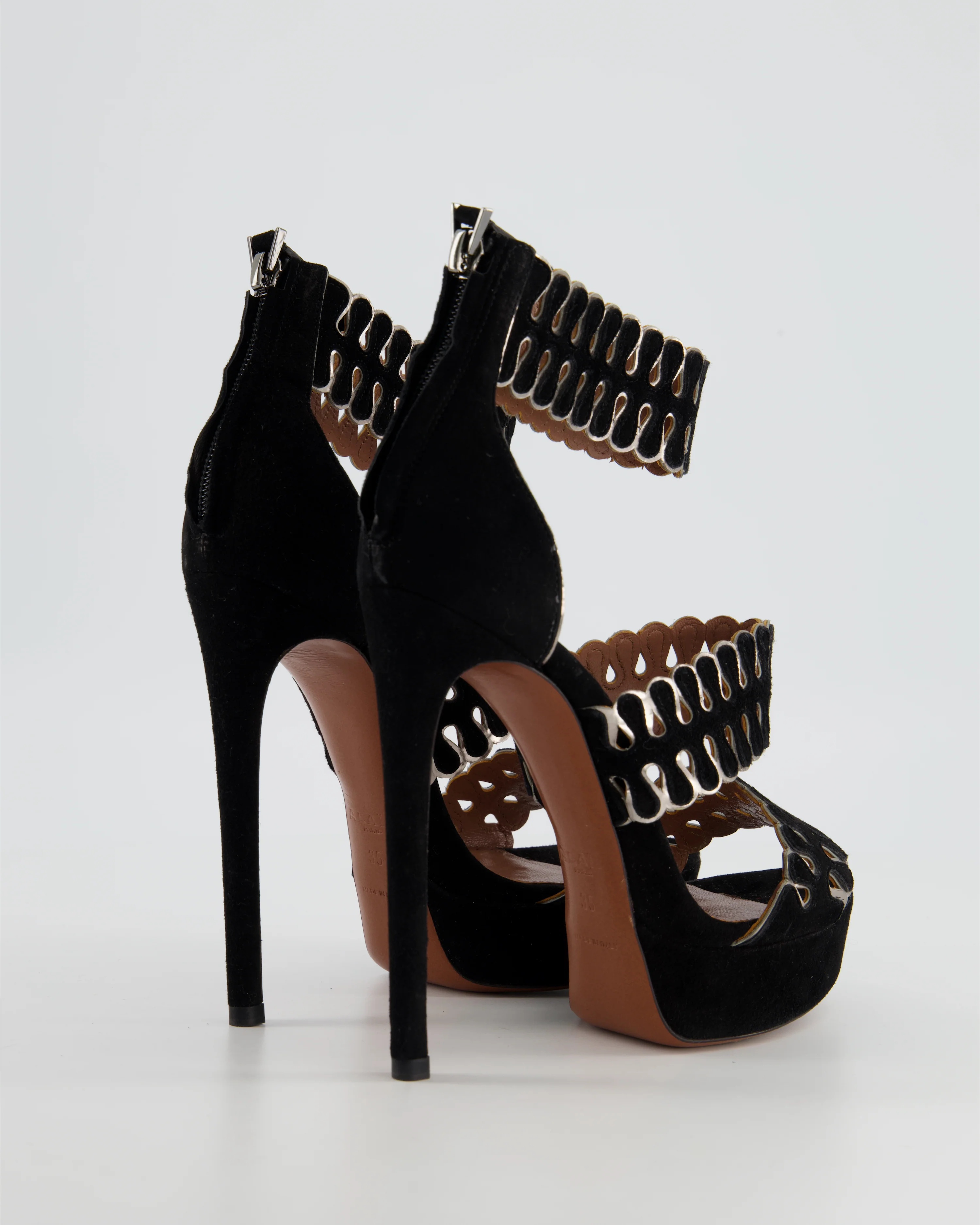 Alaïa Black Cut Out Open Sandal Heels Size EU 35 - Image 3