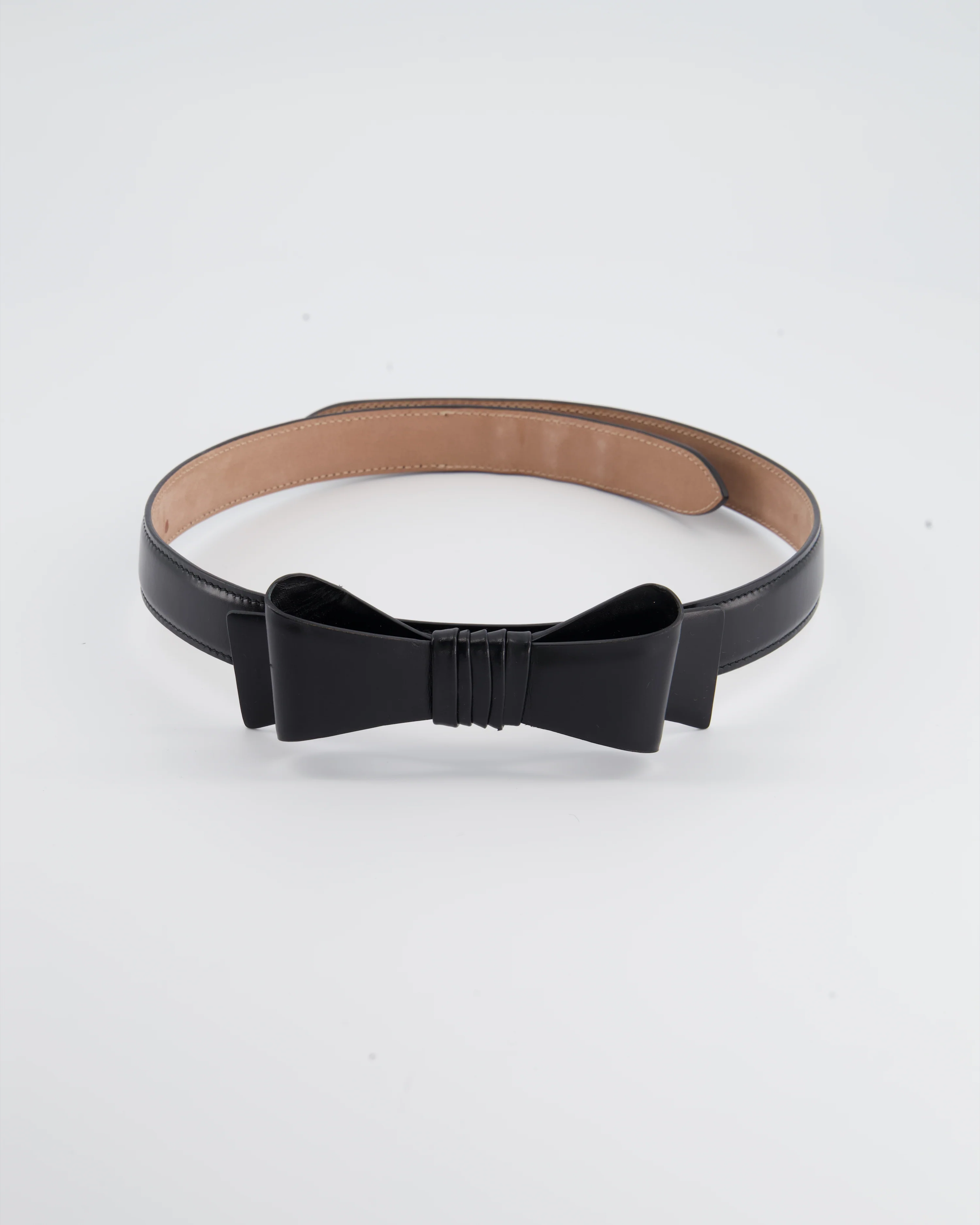 Alaïa Black Leather Belt with Bow Detail  Size 70cm - Image 2