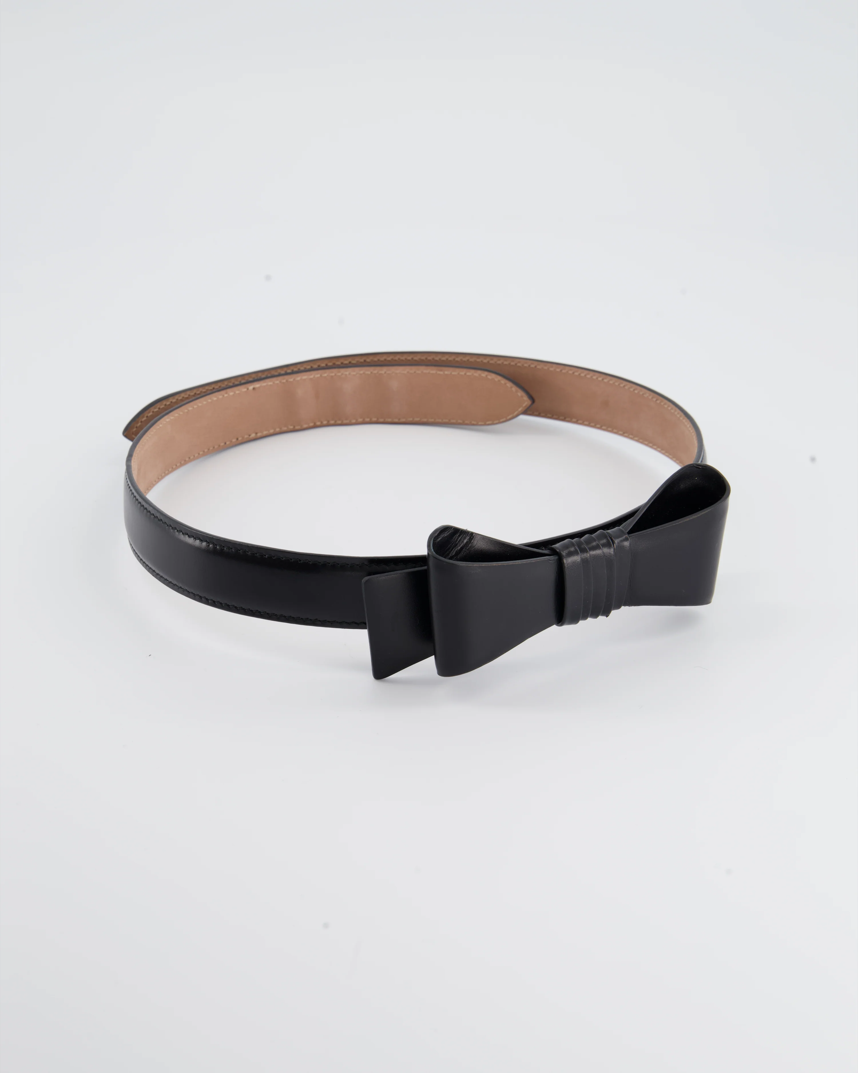 Alaïa Black Leather Belt with Bow Detail  Size 70cm - Image 3