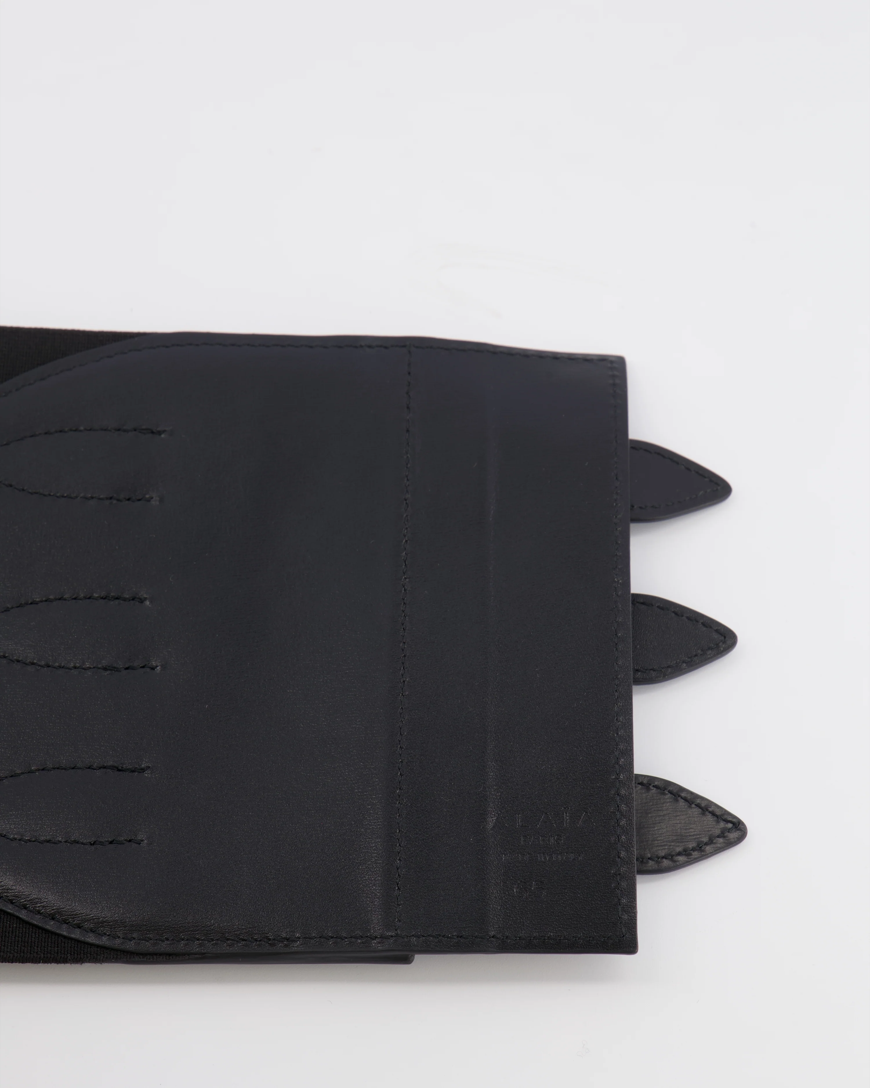 Alaia Black Leather Corset Belt with Silver Buckles 65cm - Image 9