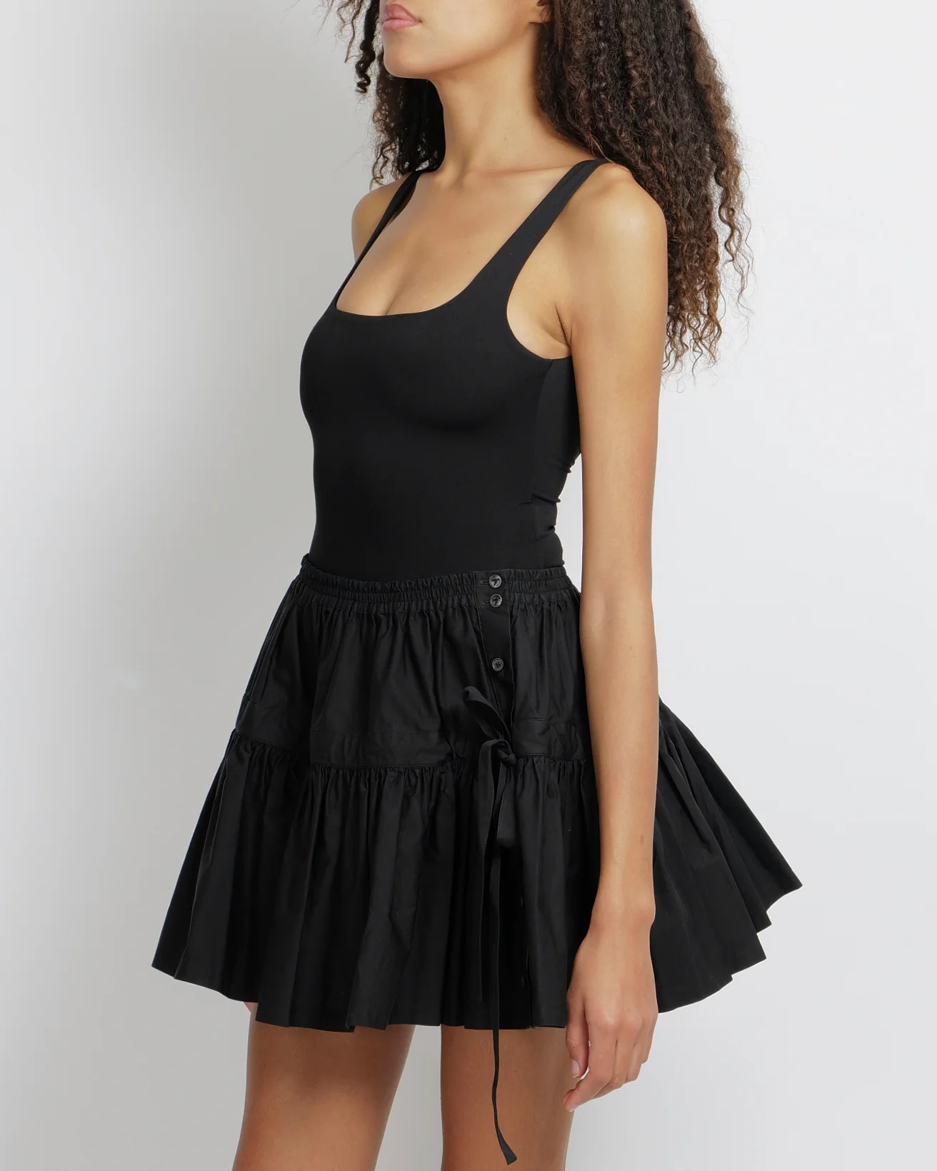 Alaia Black Mini Skirt with Side Buttons and Bow Detail Size FR 38 (UK 10) RRP £1,360