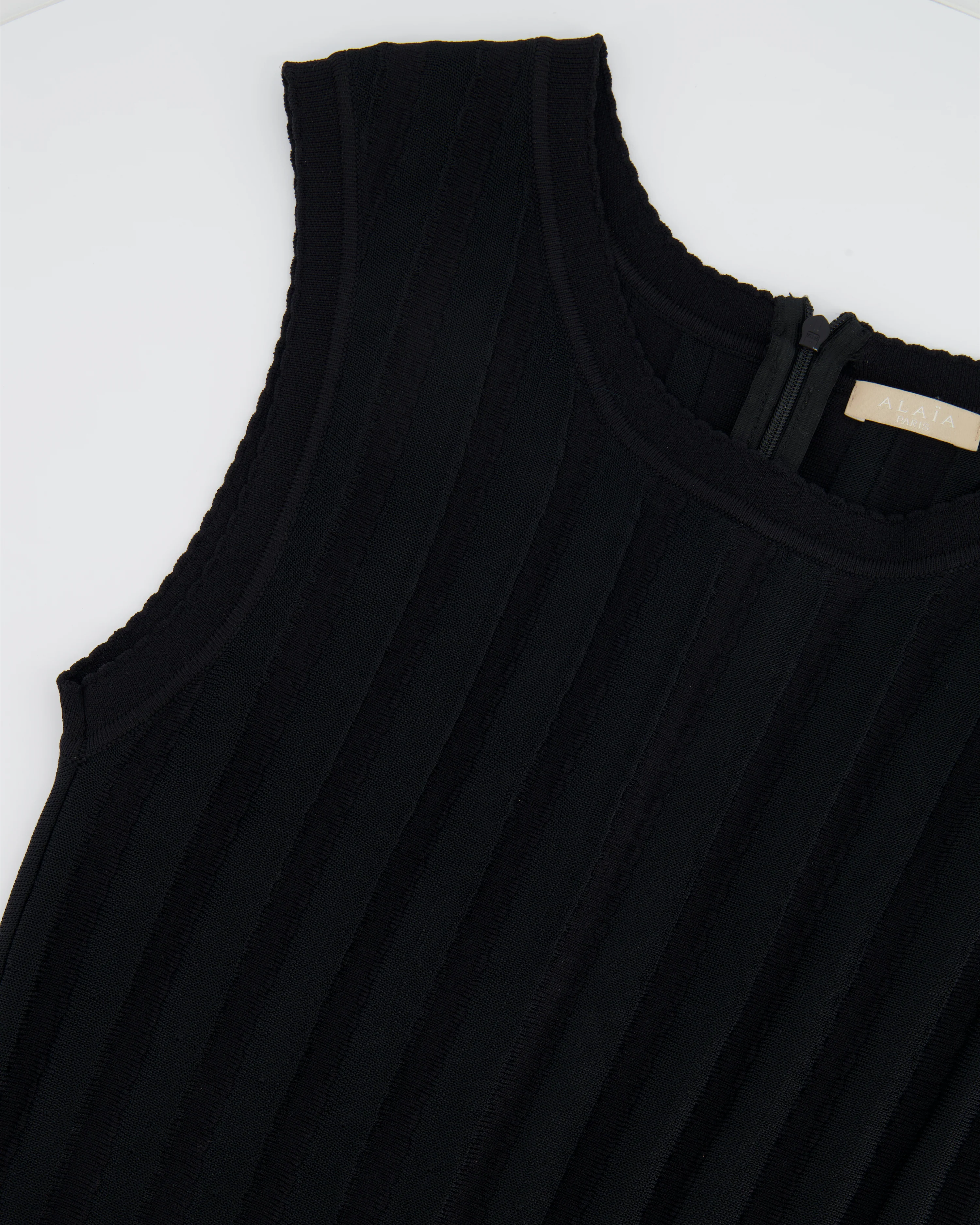 Alaïa Black Striped Sleeveless Mini Dress with Ruffle Detail Size FR 36 (UK 8) - Image 3