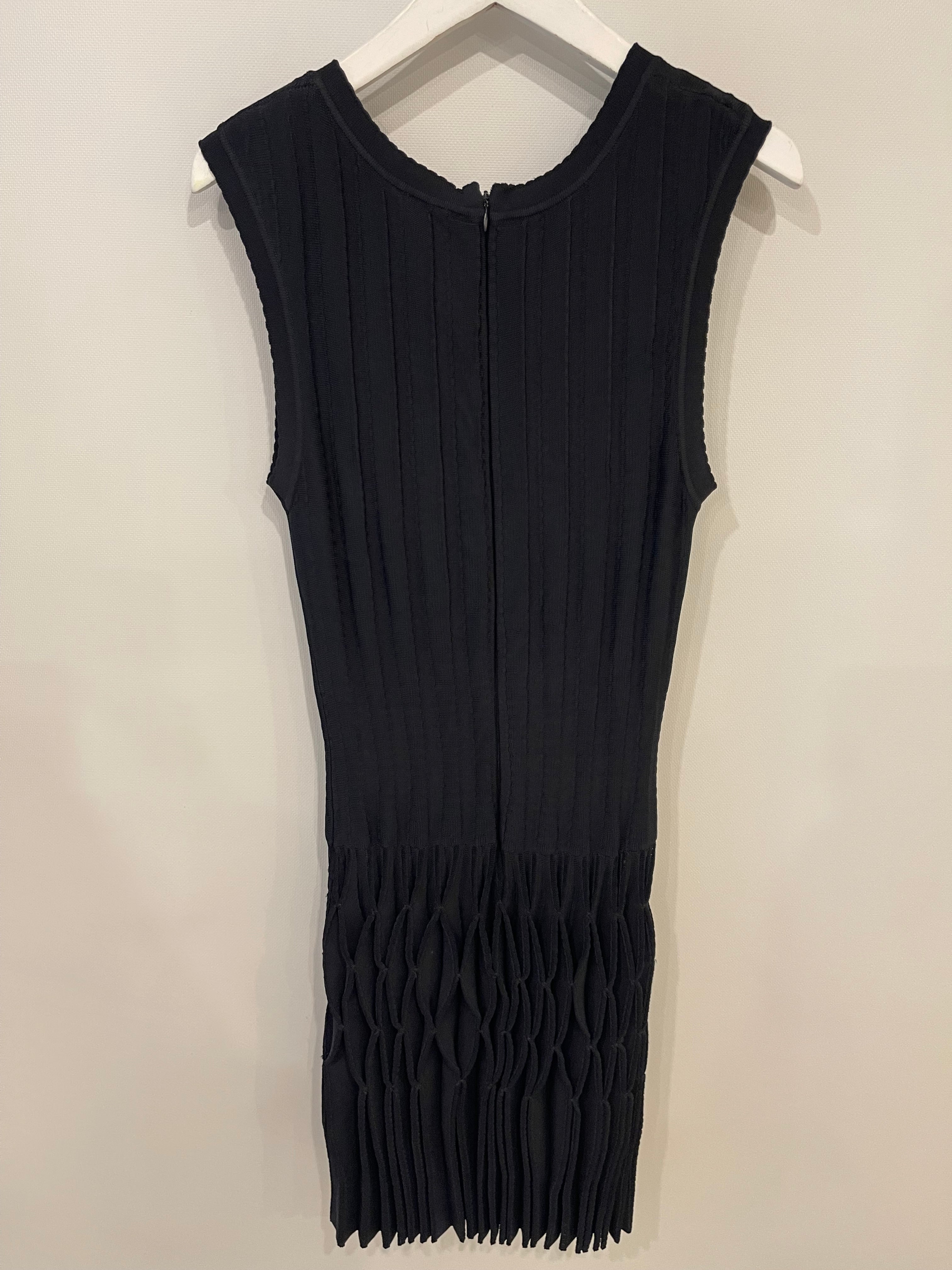 Alaïa Black Striped Sleeveless Mini Dress with Ruffle Detail Size FR 36 (UK 8) - Image 5
