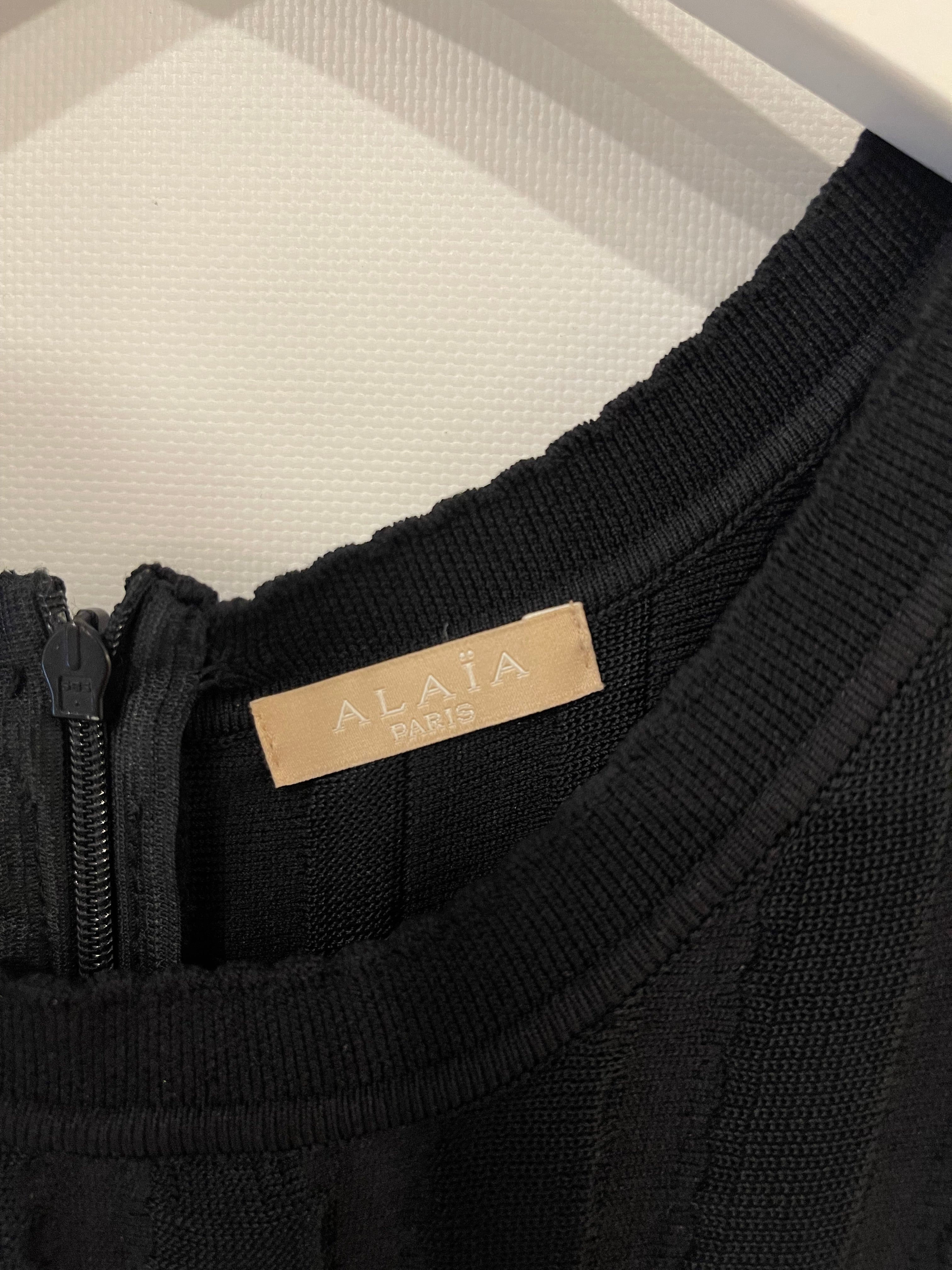 Alaïa Black Striped Sleeveless Mini Dress with Ruffle Detail Size FR 36 (UK 8) - Image 7