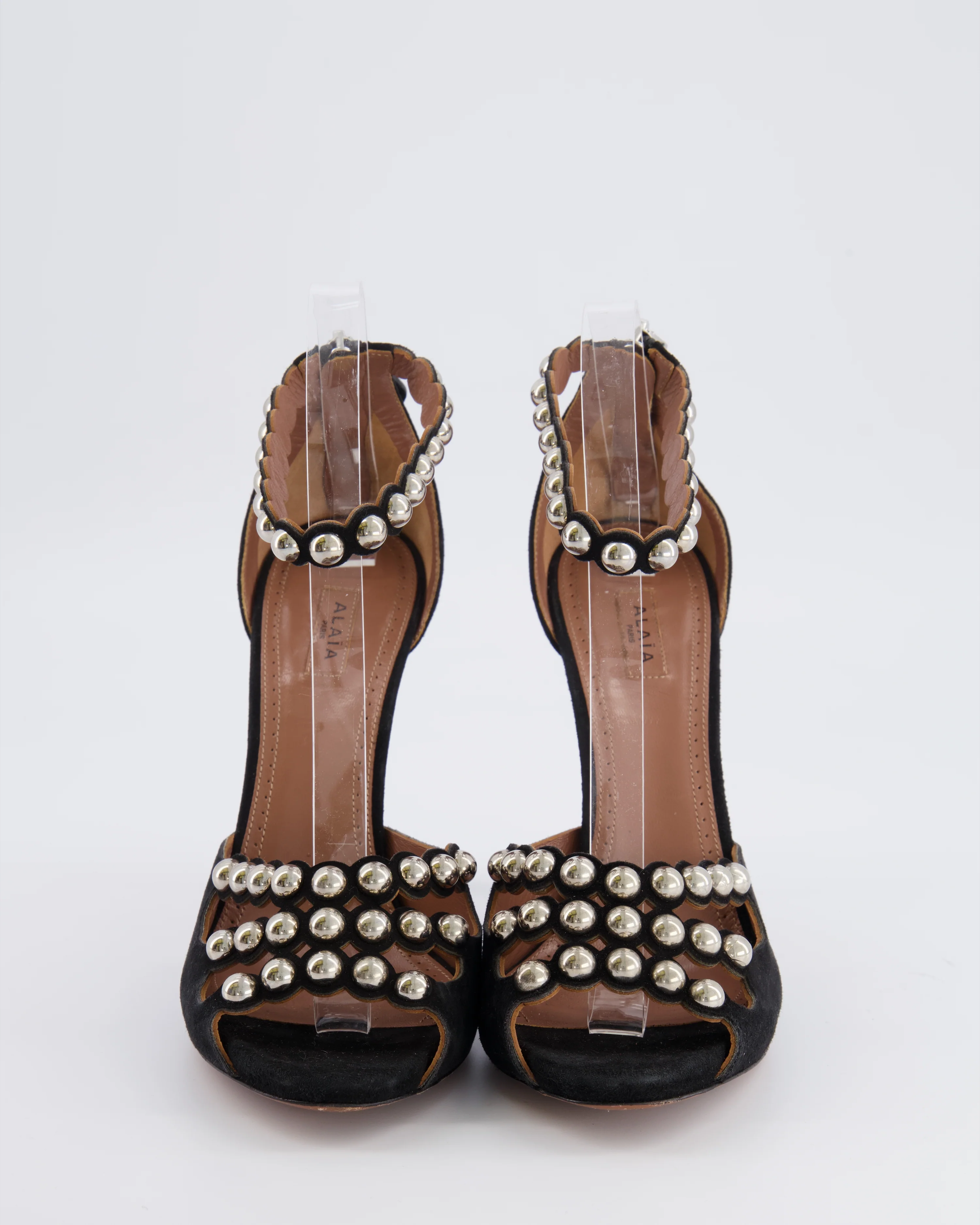 Alaia Black Suede La Bombe 90 Heeled Sandals with Silver Studs Size EU 39 RRP £1,050 - Image 4