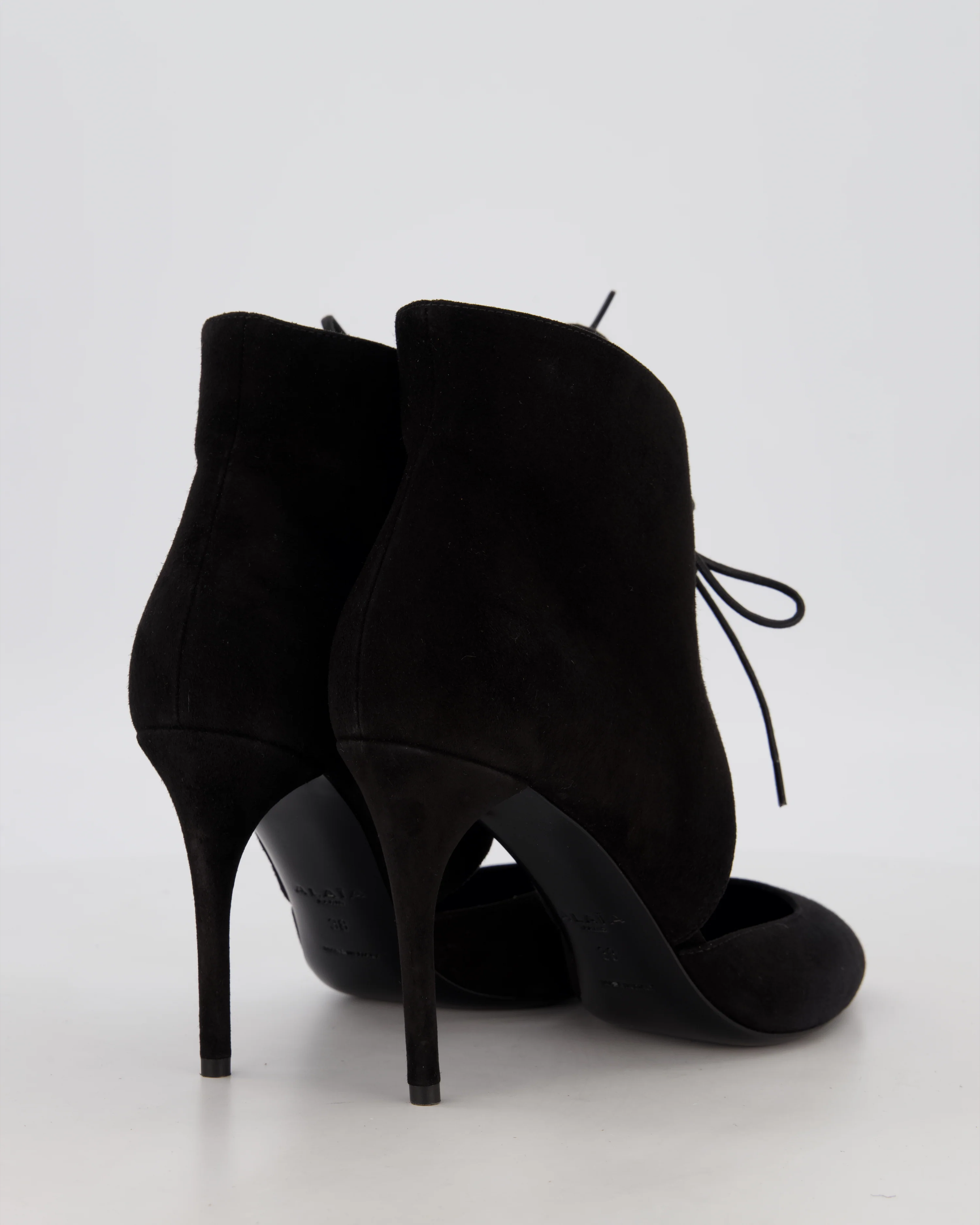 Alaïa Black Suede Lace-up Round Toe Heels Size EU 38 - Image 3