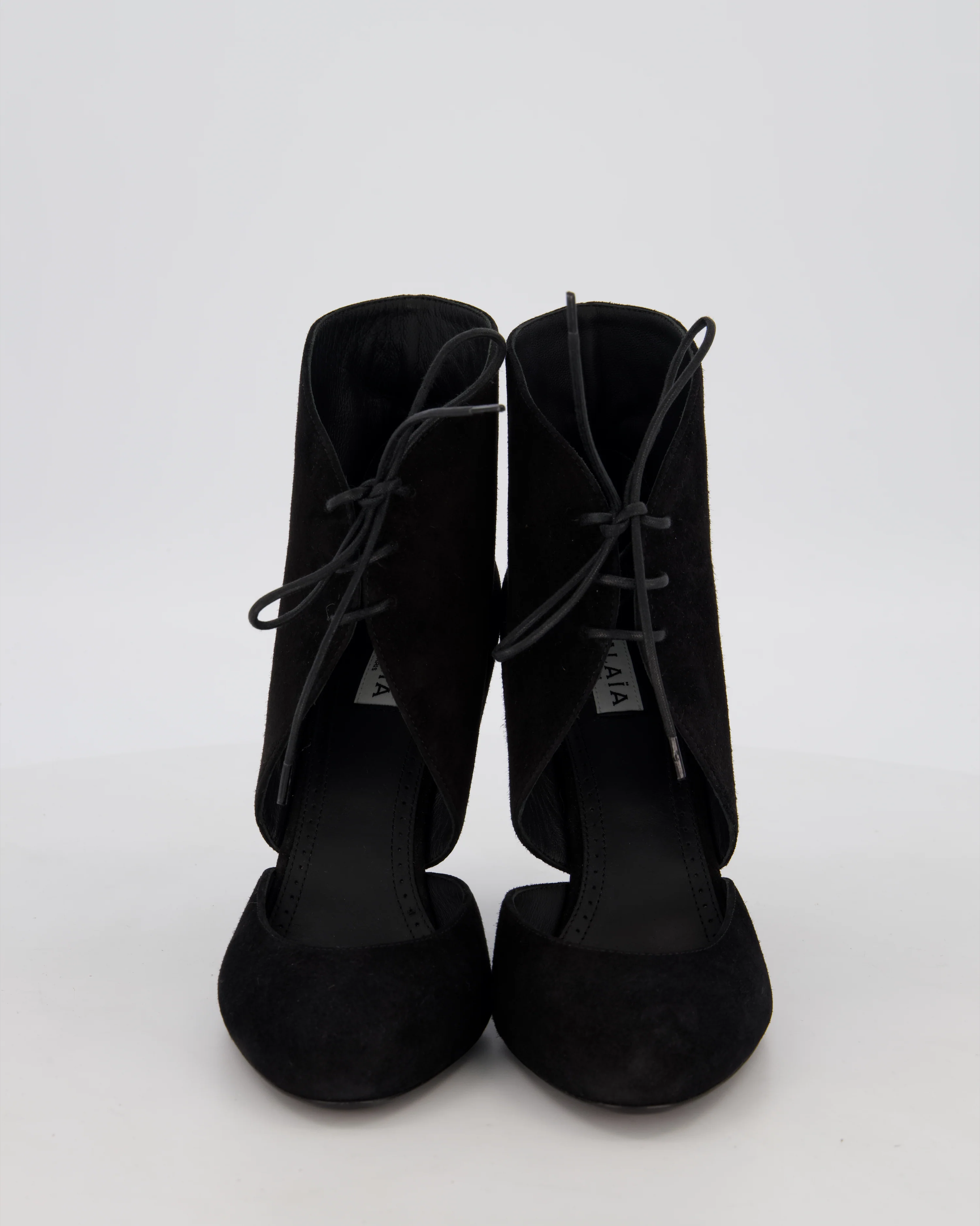 Alaïa Black Suede Lace-up Round Toe Heels Size EU 38 - Image 4