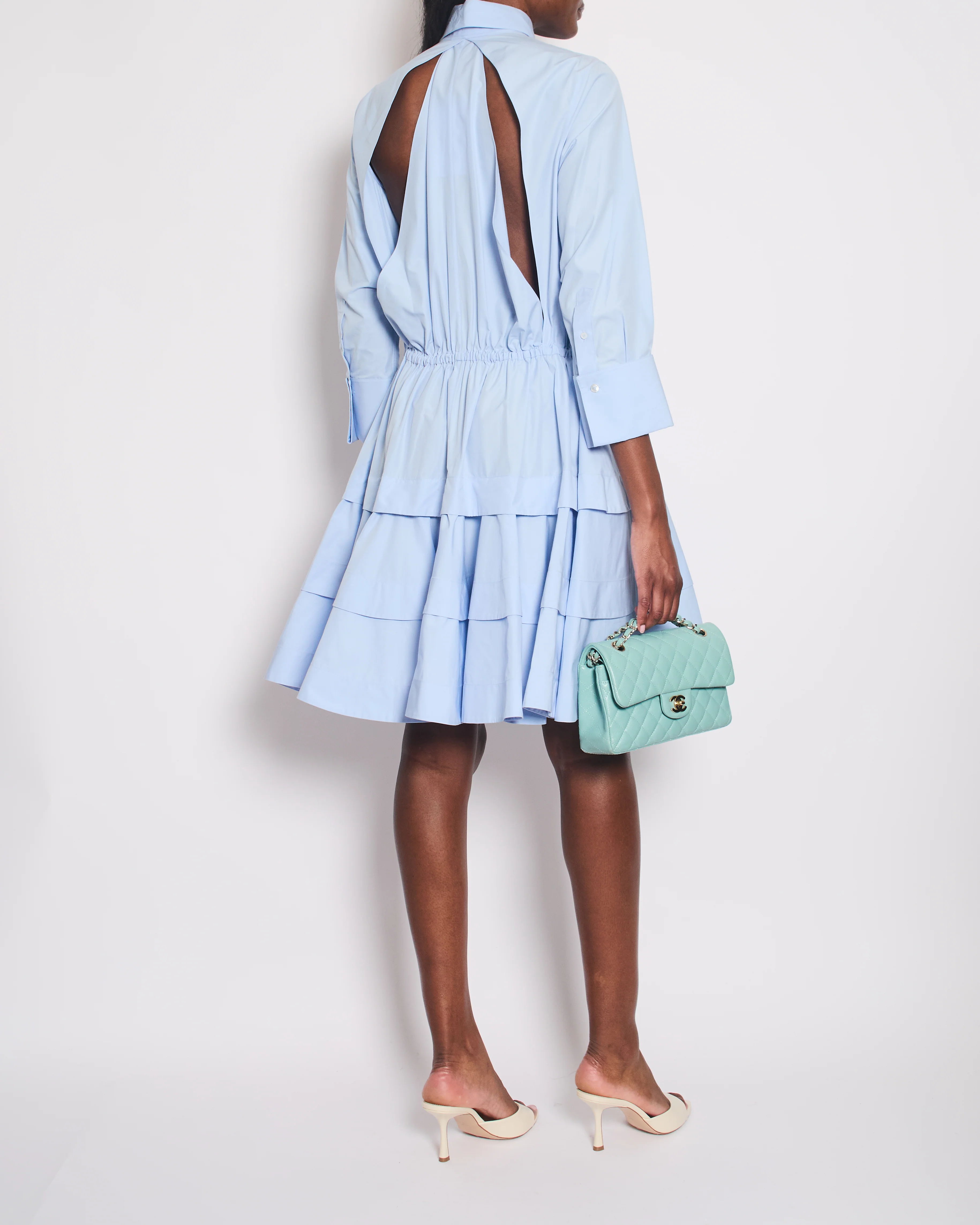 Alaïa Blue Long Sleeve Midi Dress with Back Cut Detail Size FR 36 (UK 8) - Image 2