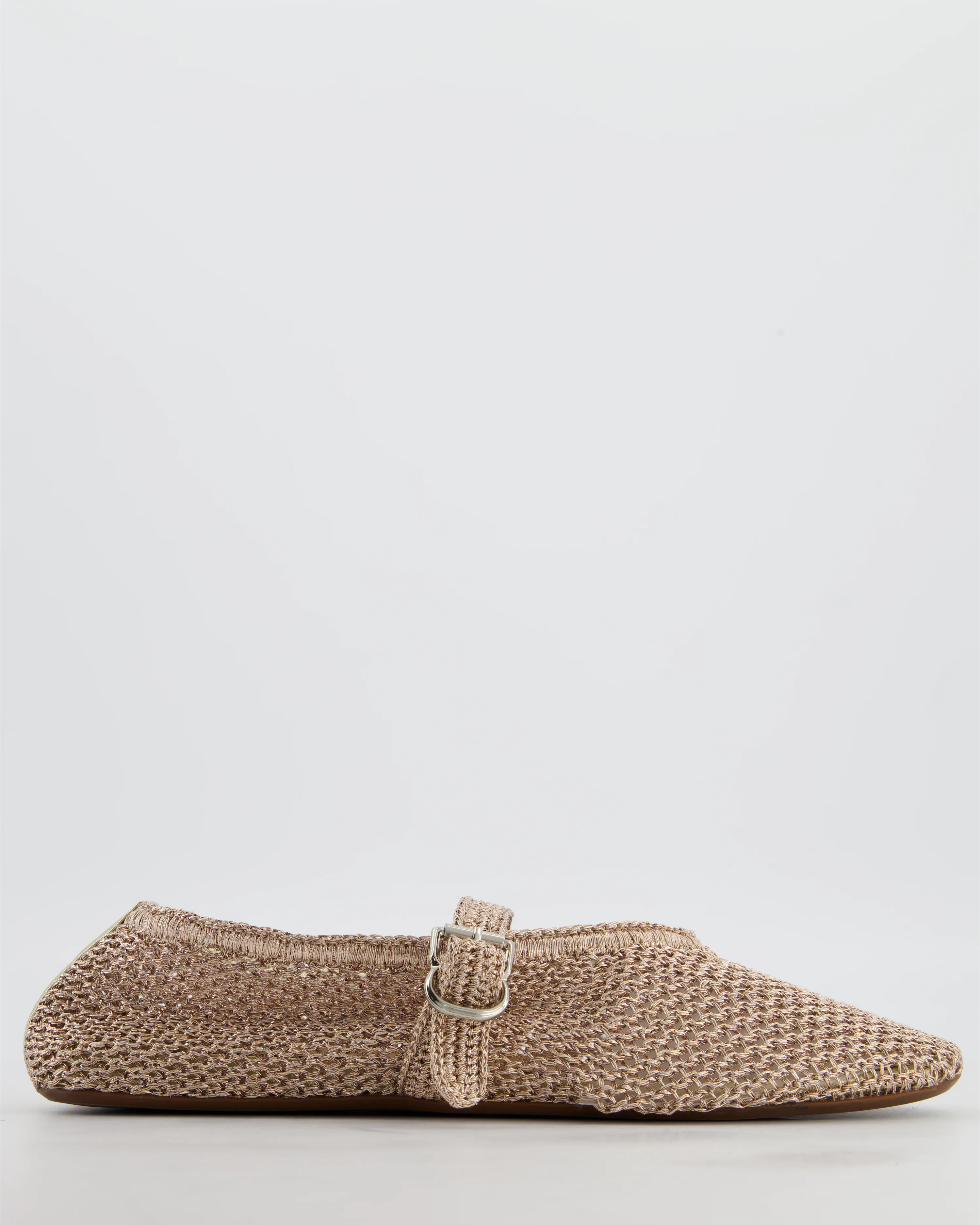 Alaia Bronze Mesh Flat Ballet Shoes Size EU 41