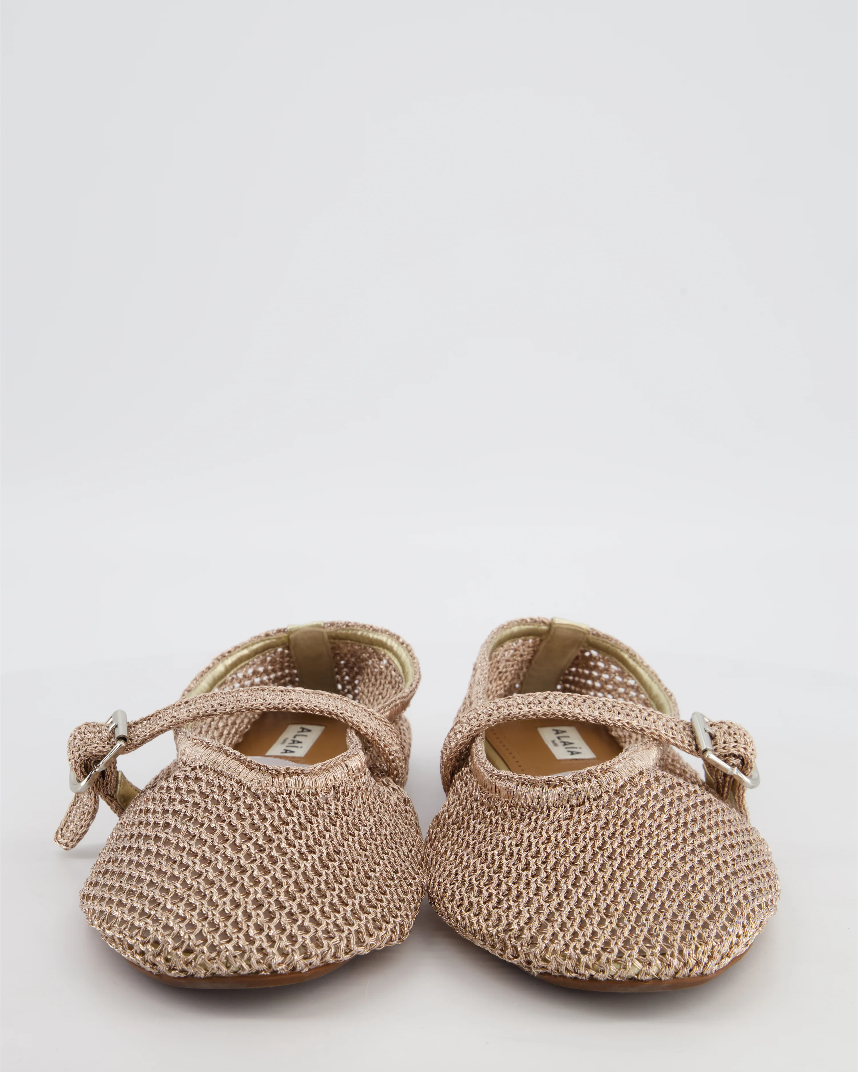 Alaia Bronze Mesh Flat Ballet Shoes Size EU 41 - Image 3