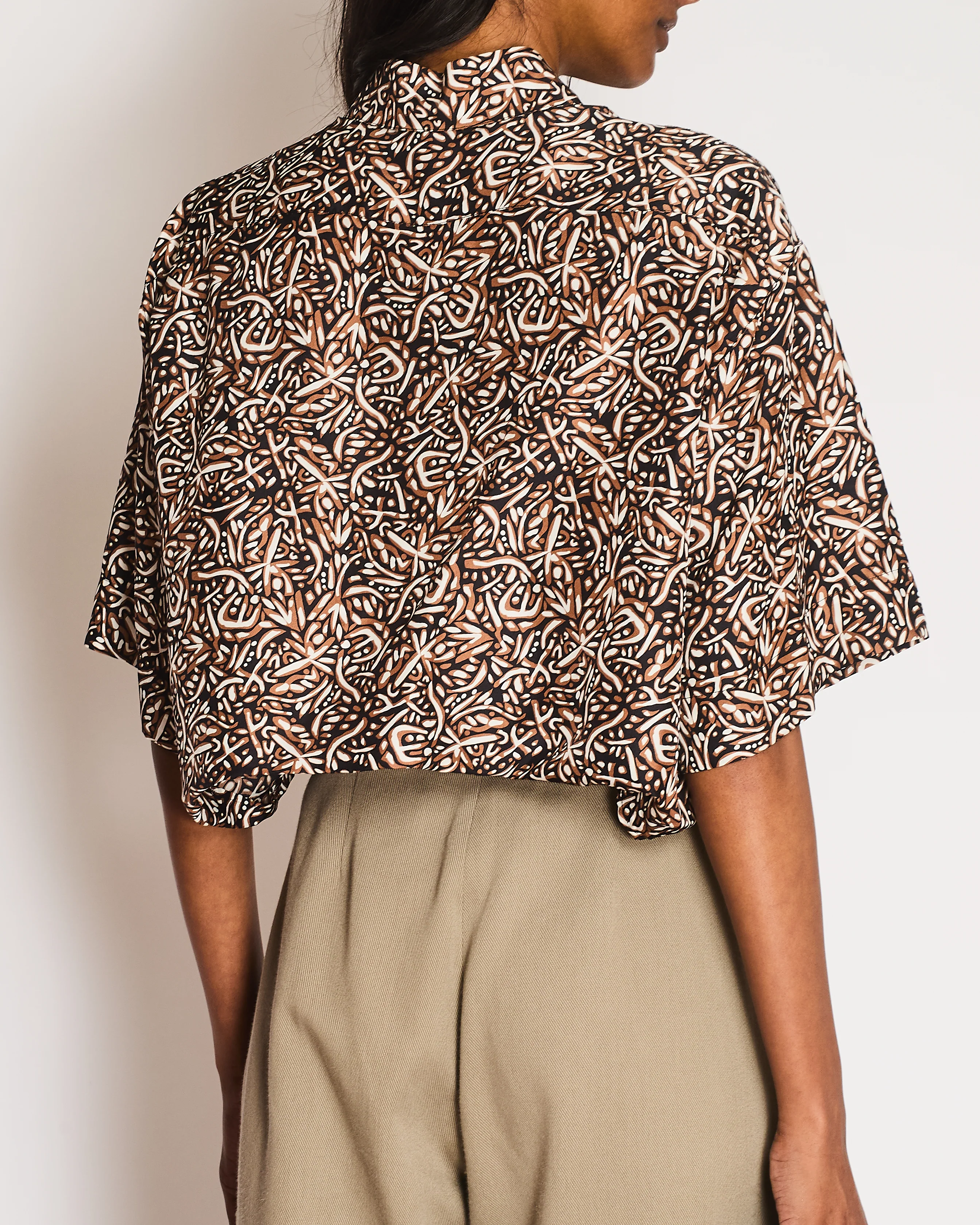 Alaïa Brown Abstract Print Button Down Shirt Size FR 38 (UK 10) - Image 4