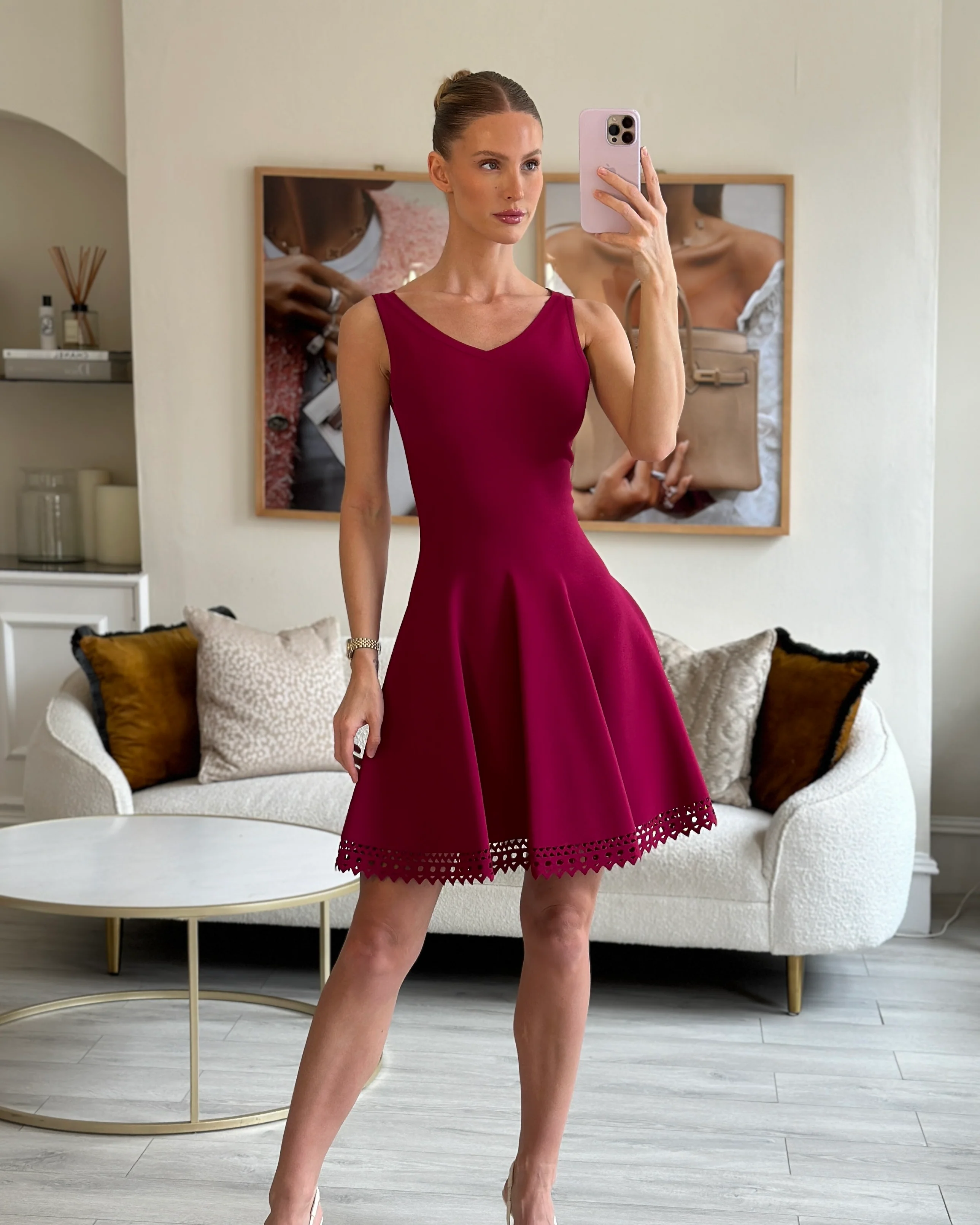 Alaïa Fuchsia Pink Sleeveless Skater Dress Size FR 38 (UK 10) - Image 6