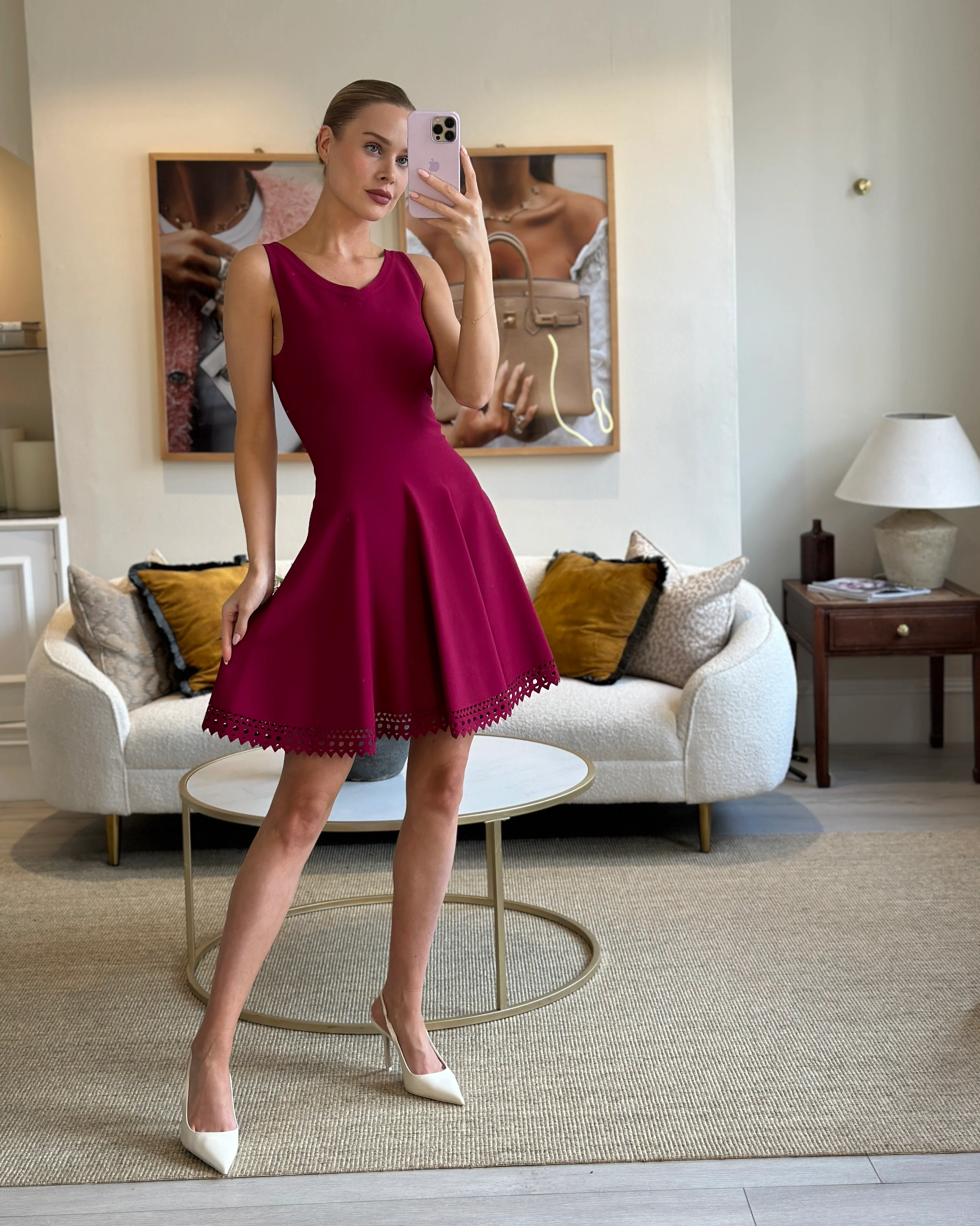 Alaïa Fuchsia Pink Sleeveless Skater Dress Size FR 38 (UK 10) - Image 7