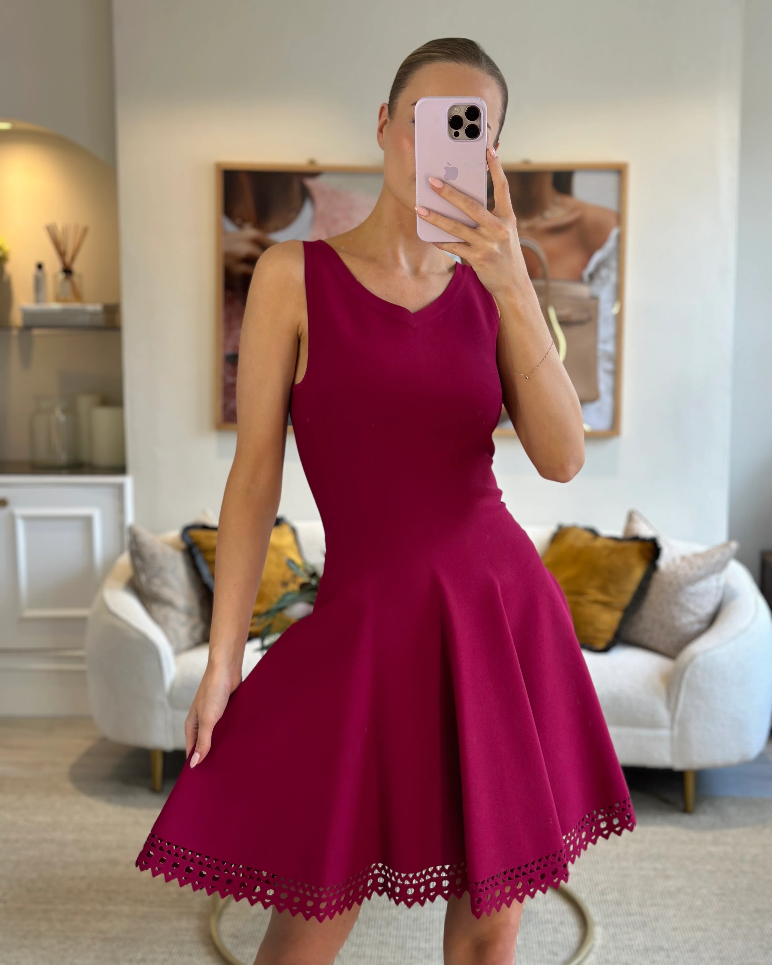 Alaïa Fuchsia Pink Sleeveless Skater Dress Size FR 38 (UK 10) - Image 8