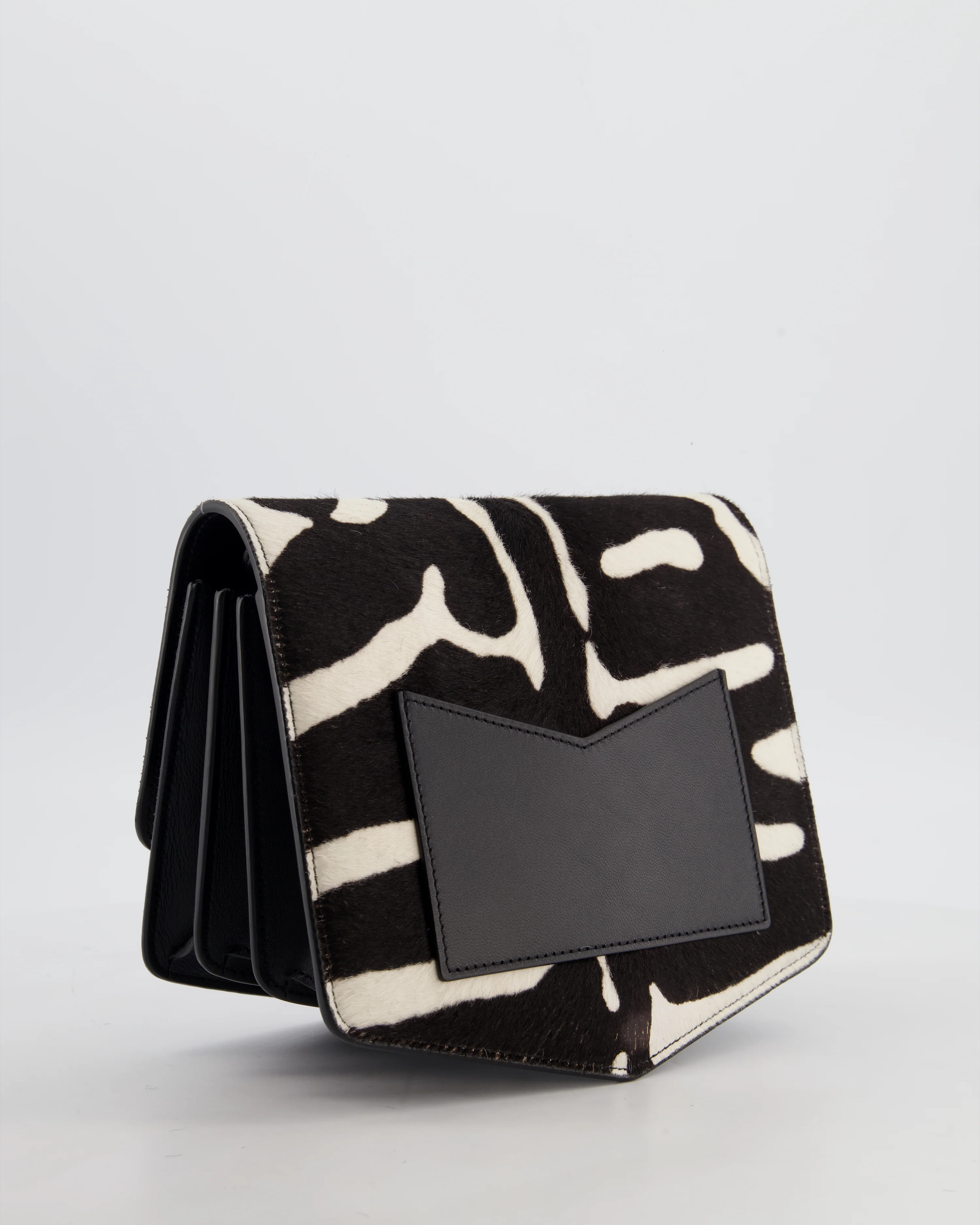 Alaïa Le Papa Leather Trimmed Zebra Print Calf Hair Shoulder Bag with Gold Hardware - Image 7