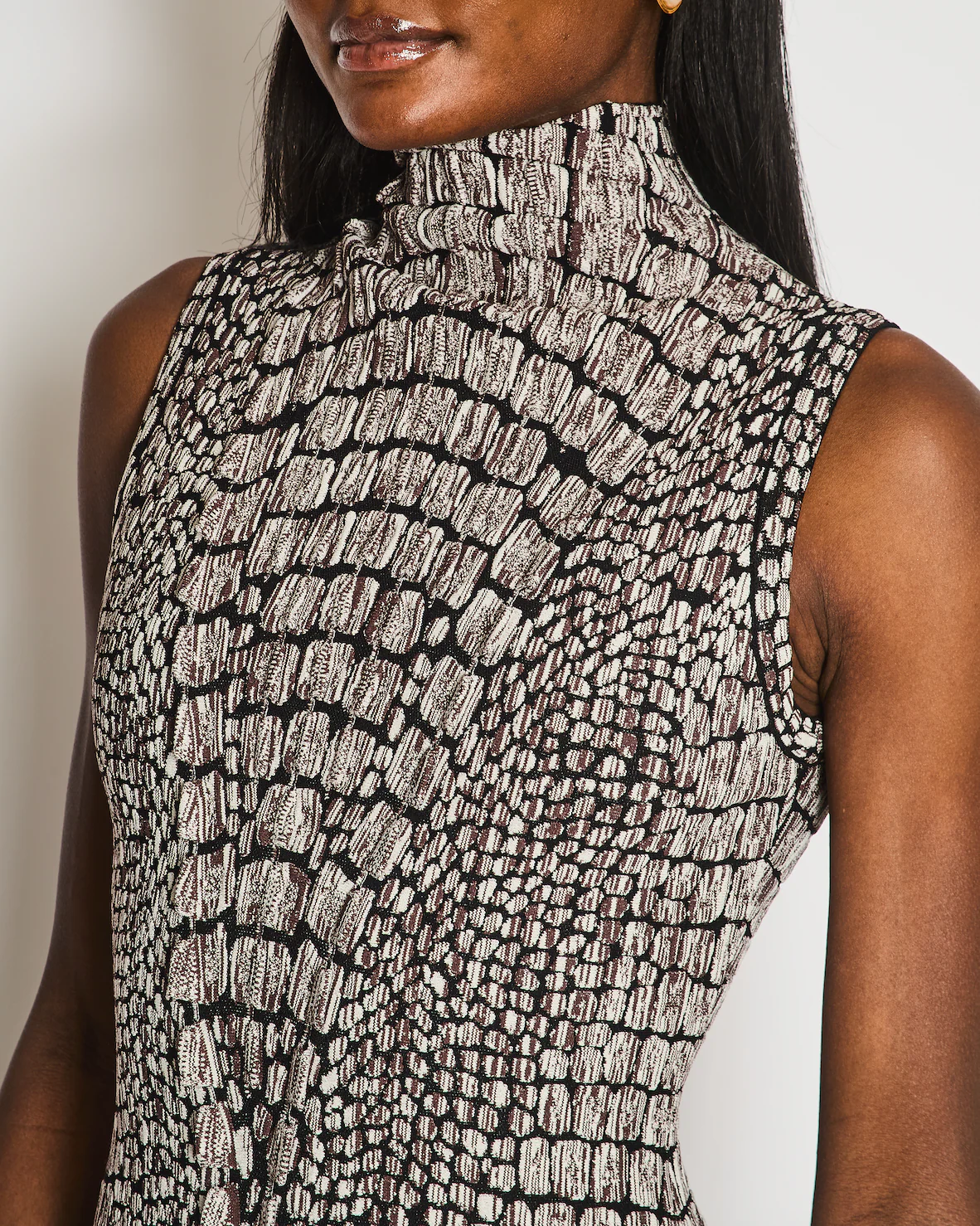 Alaia Marron 3D Jacquard Sleeveless Midi Dress with Croc Effect Print Size FR 36 (UK 8) RRP £2150 - Image 4