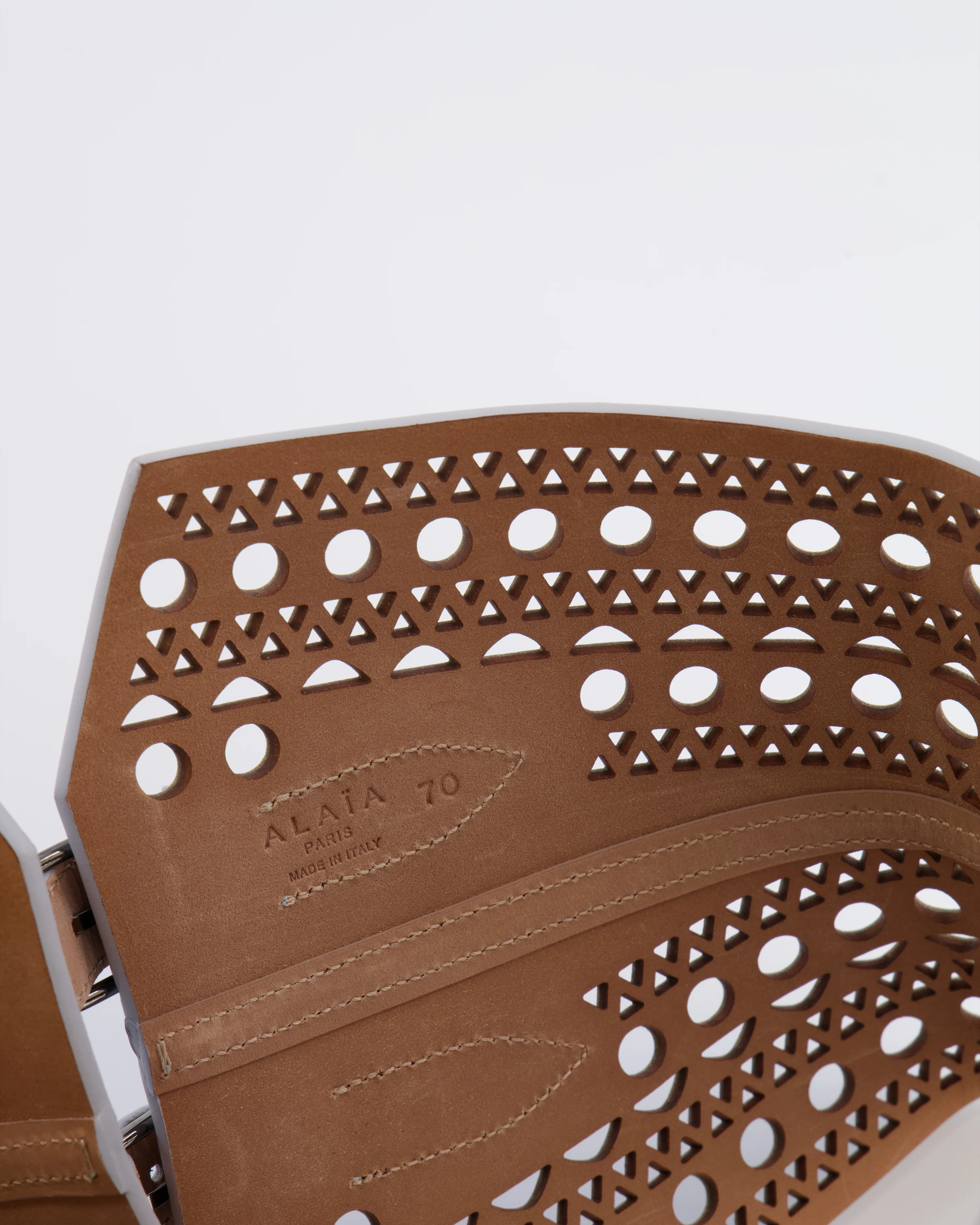 Alaia Pastel Blue Perforated Belt with Buckle Details 70cm - Image 7