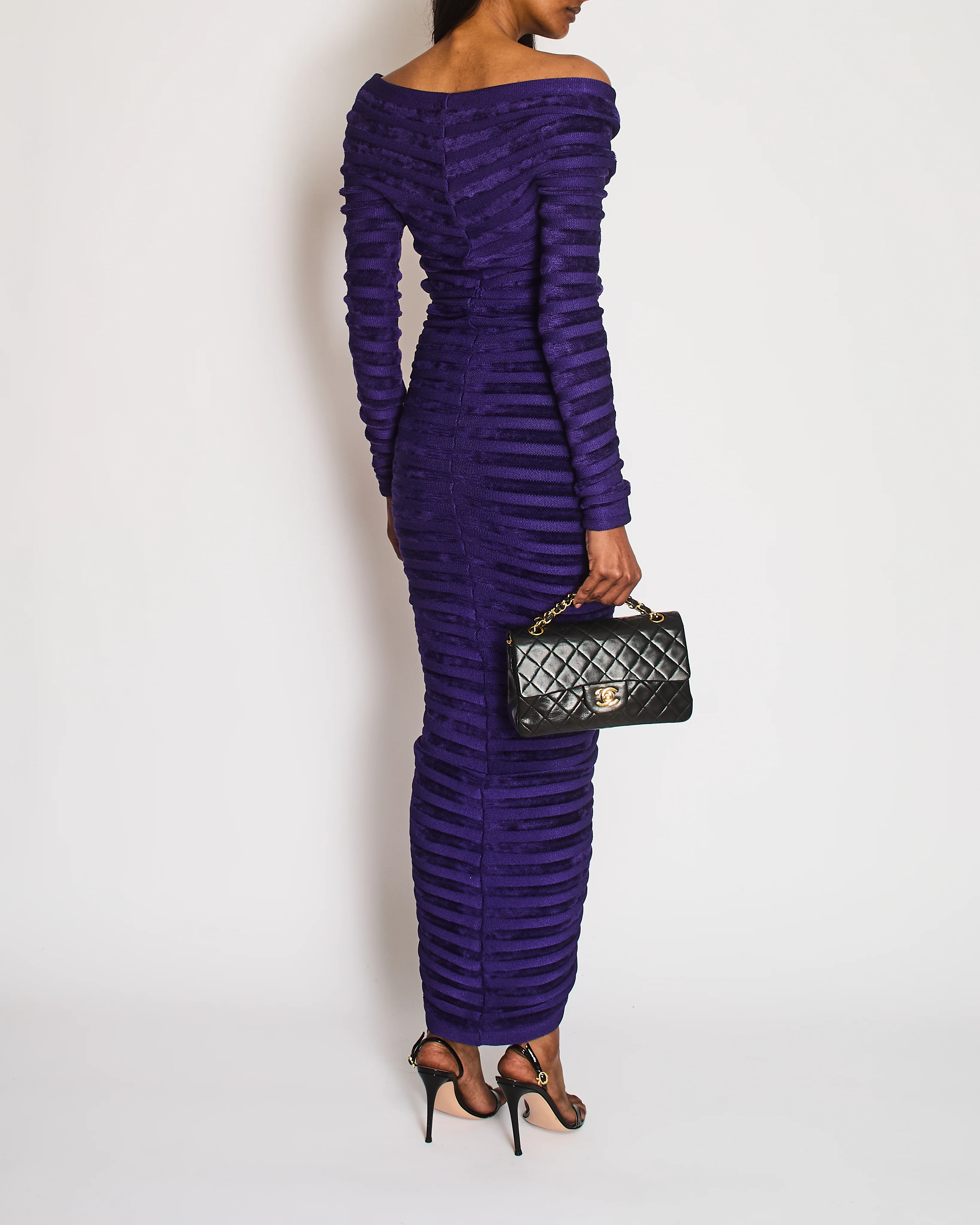 Alaïa Purple Two-Piece Ruched Skirt and Off-Shoulder Cinched Top Size FR 36 (UK 8) - Image 2