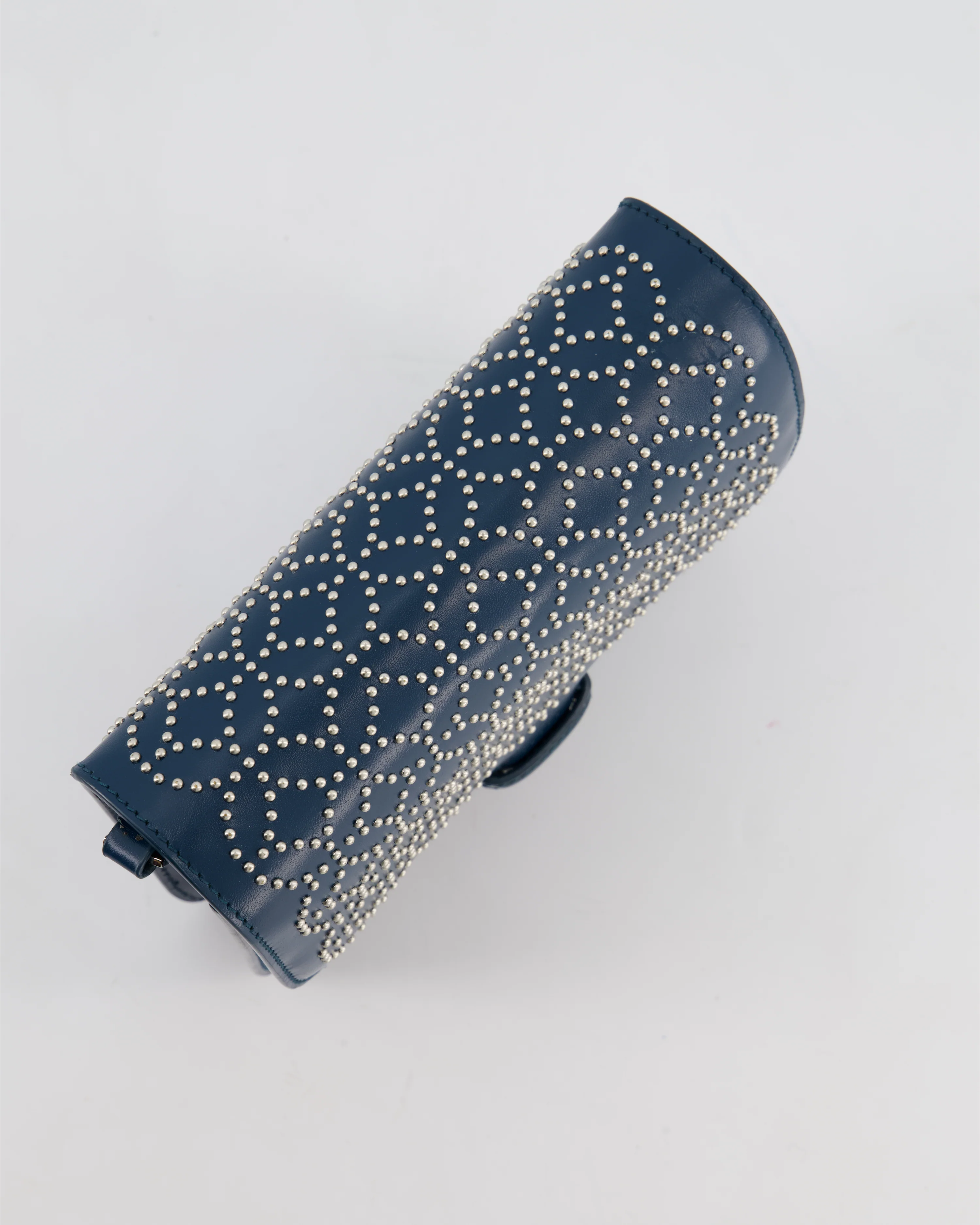 Alaïa Studded Leather Mini Shoulder Bag in Teal Leather with Silver Hardware - Image 13