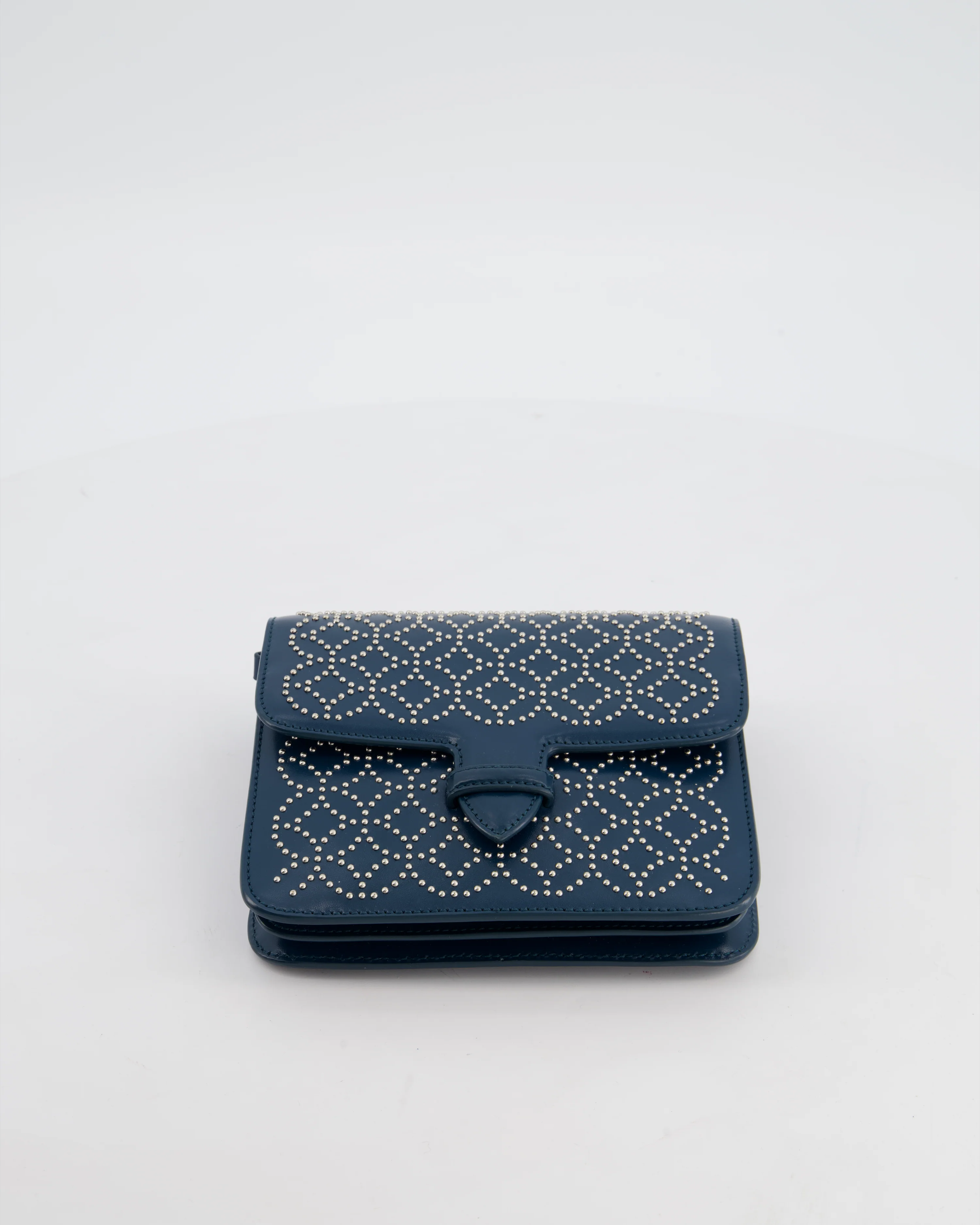Alaïa Studded Leather Mini Shoulder Bag in Teal Leather with Silver Hardware - Image 18