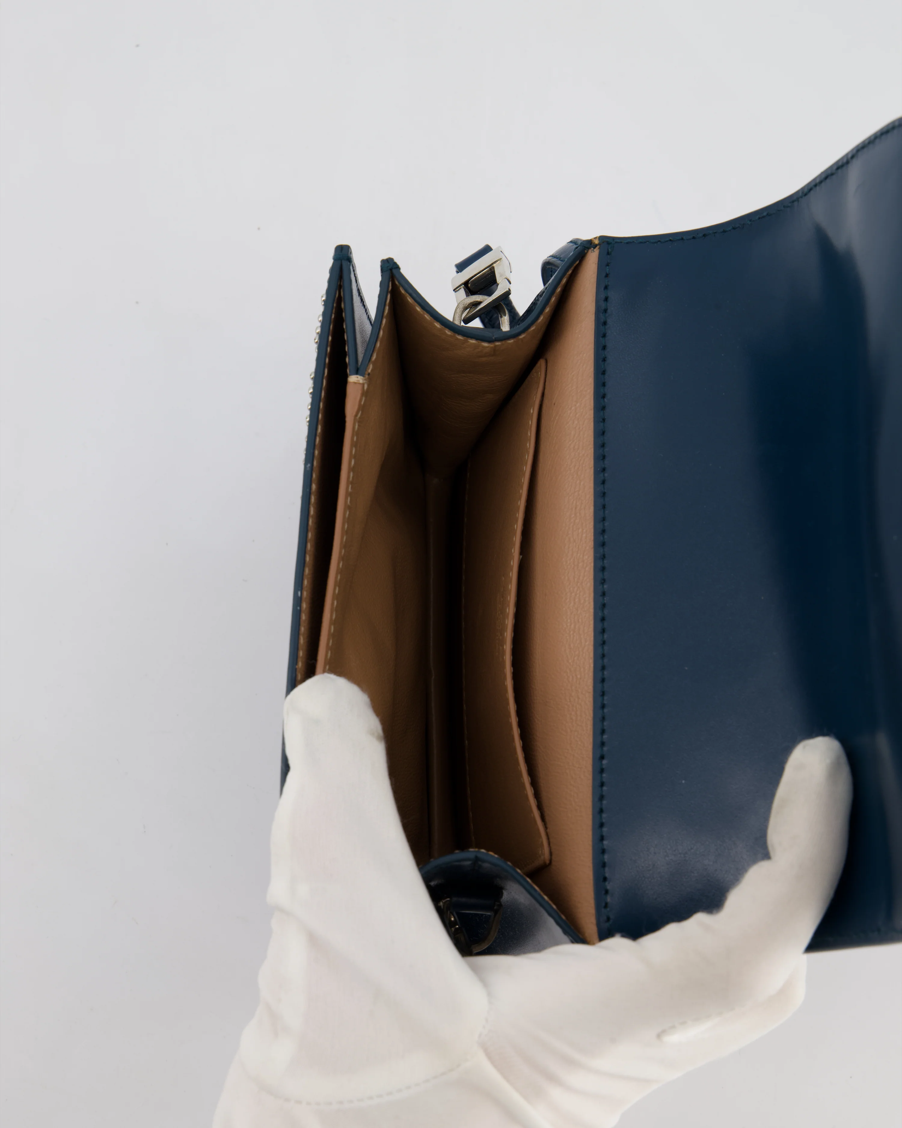 Alaïa Studded Leather Mini Shoulder Bag in Teal Leather with Silver Hardware - Image 19