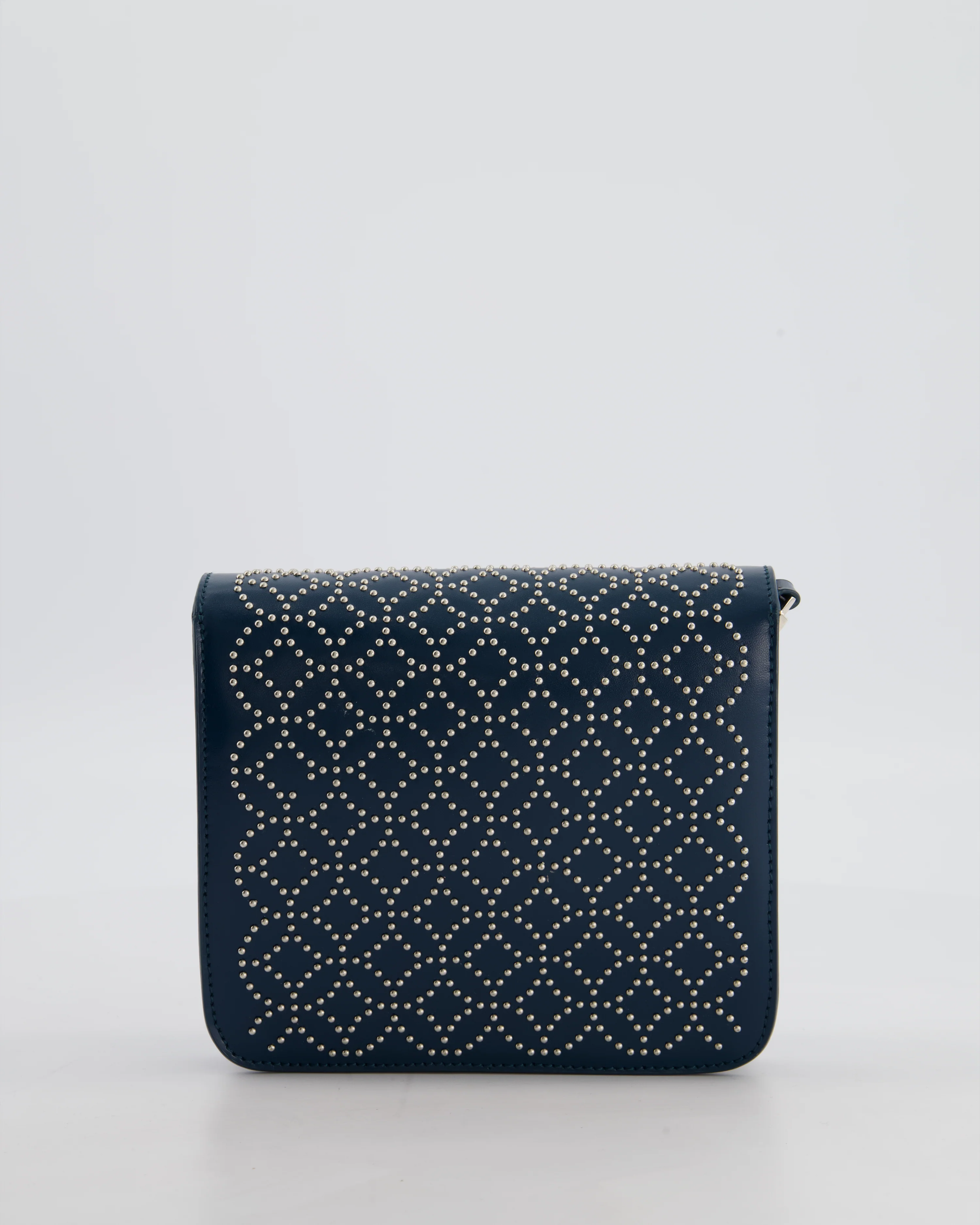 Alaïa Studded Leather Mini Shoulder Bag in Teal Leather with Silver Hardware - Image 6