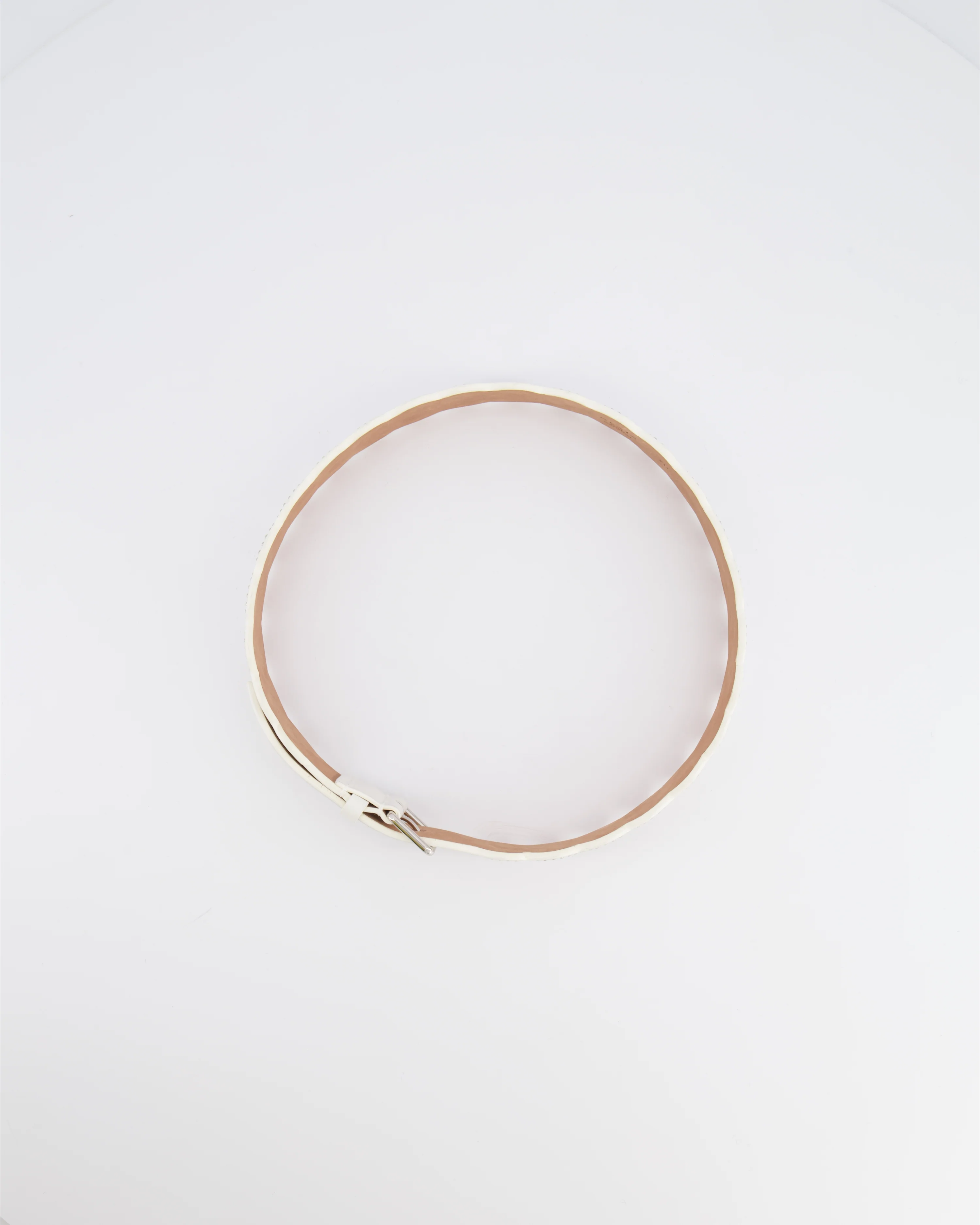 Alaia White Leather Scalloped Belt with Silver Stud Embellishments 70cm RRP £800 - Image 4
