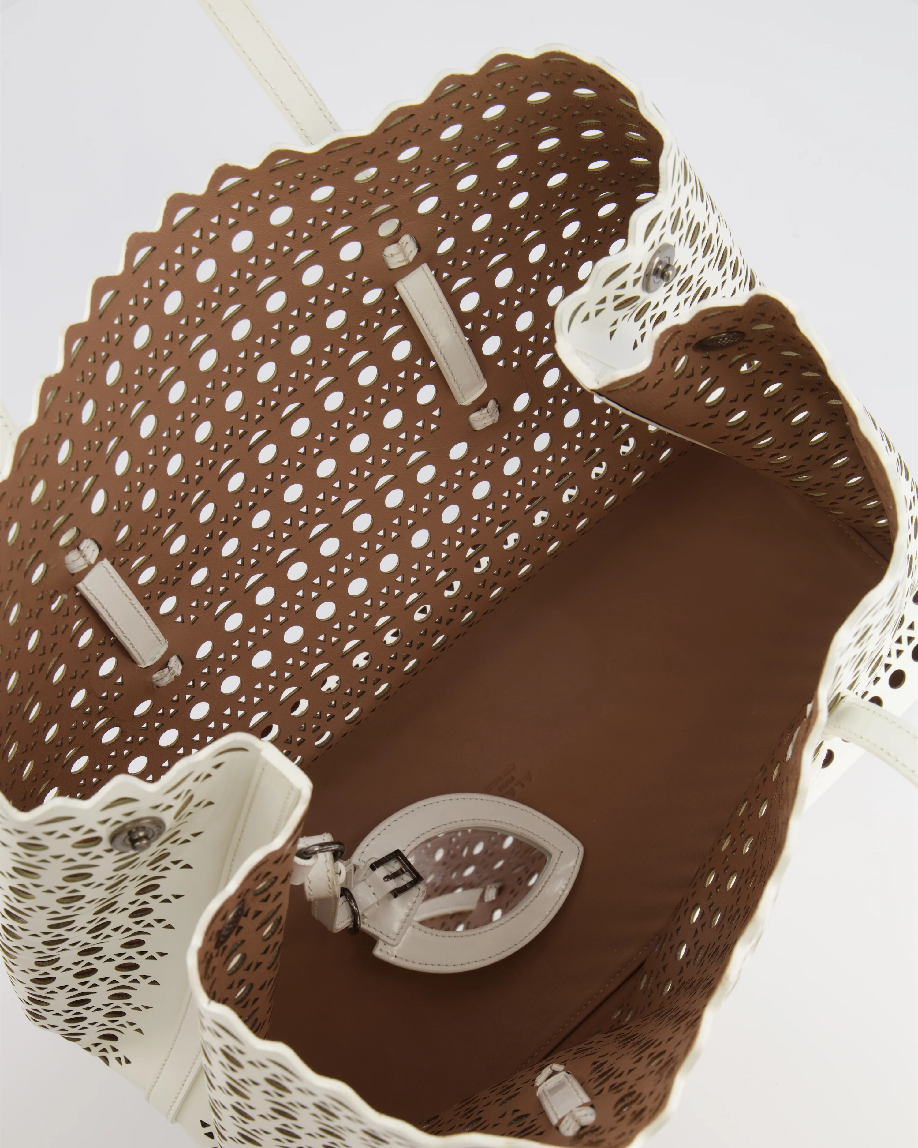 Alaia White Perforated Medium Leather Mina Tote Bag RRP £2,200 - Image 17