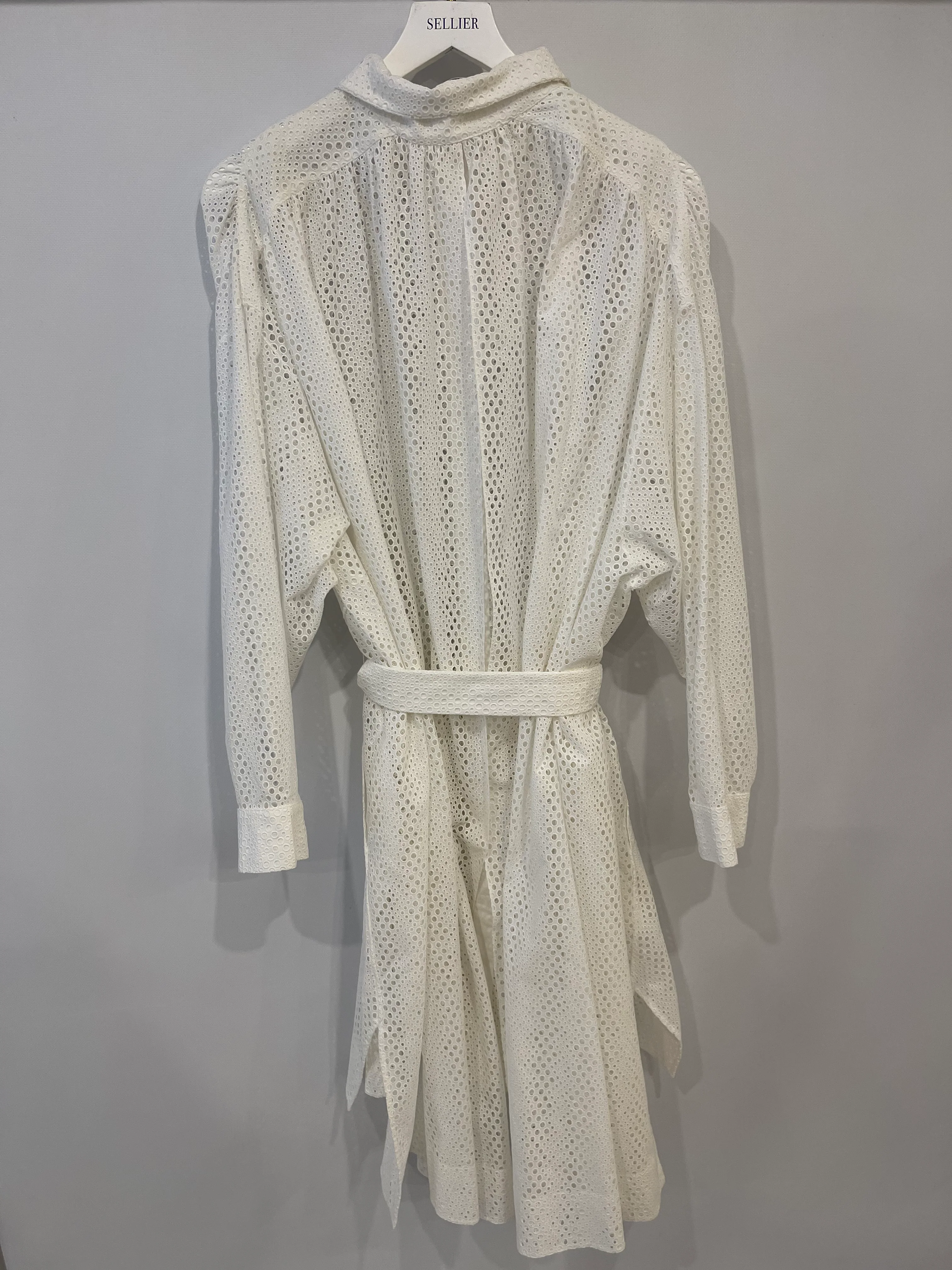 Alaia White Perforated Light Dress Coat with Belt Detail Size FR 36 (UK 8) - Image 10