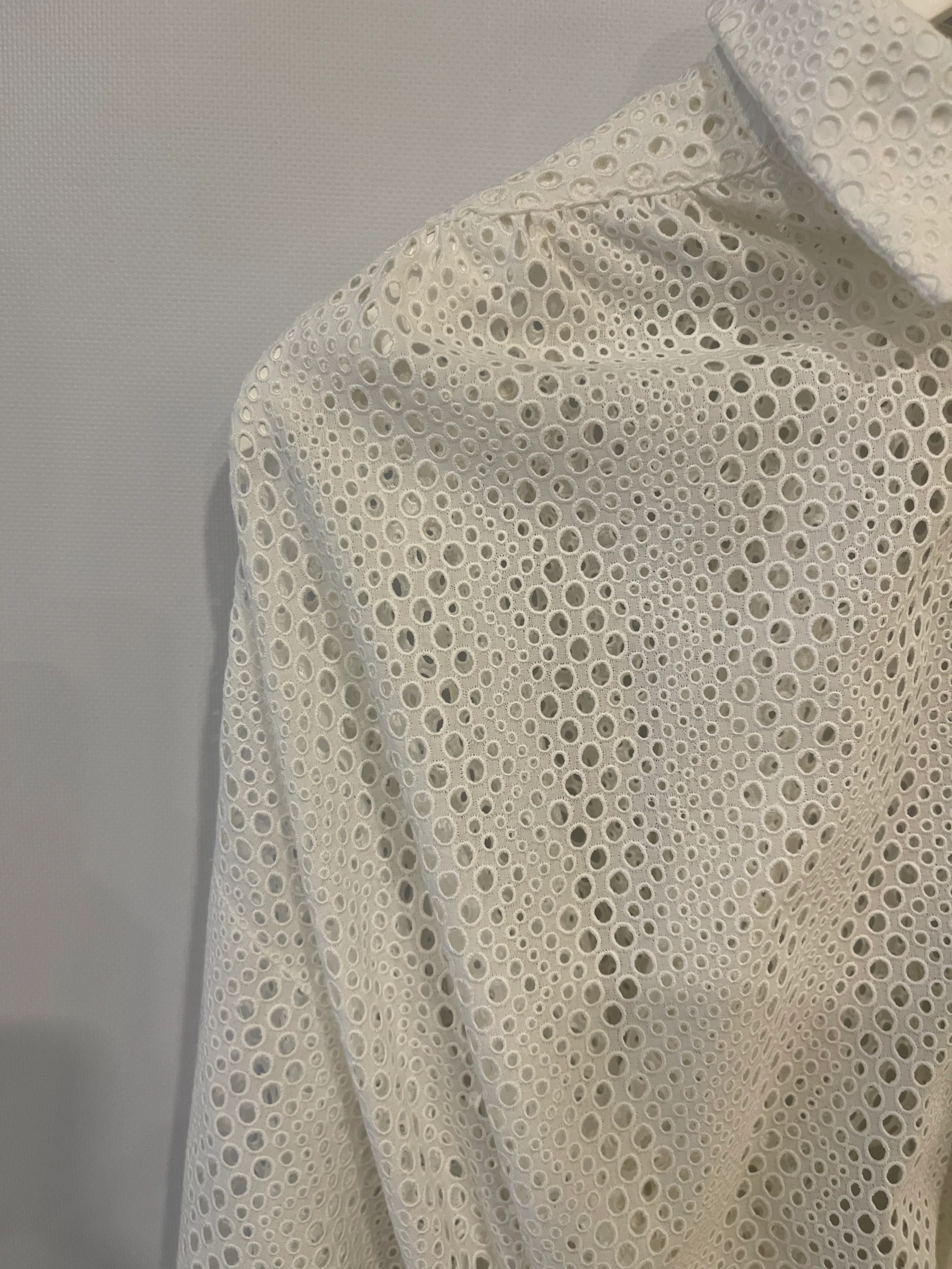 Alaia White Perforated Light Dress Coat with Belt Detail Size FR 36 (UK 8) - Image 11