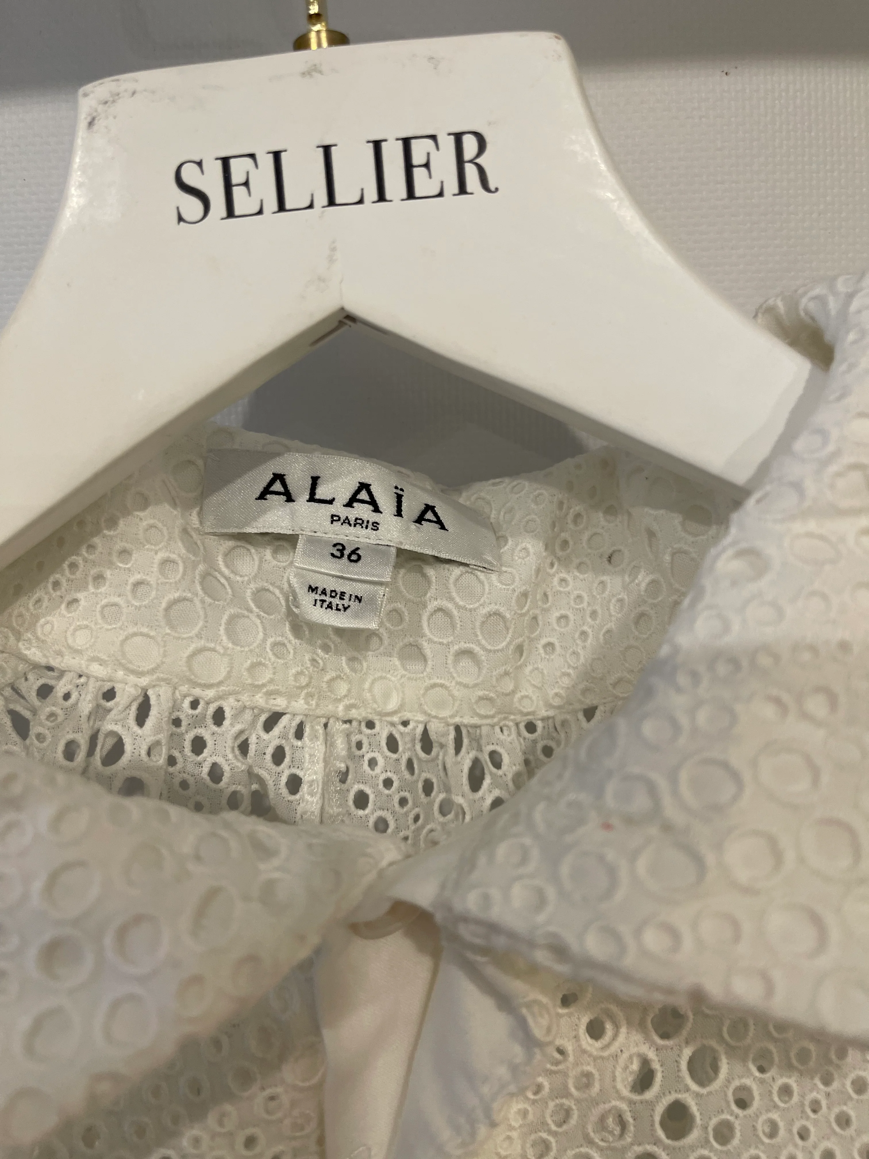 Alaia White Perforated Light Dress Coat with Belt Detail Size FR 36 (UK 8) - Image 12