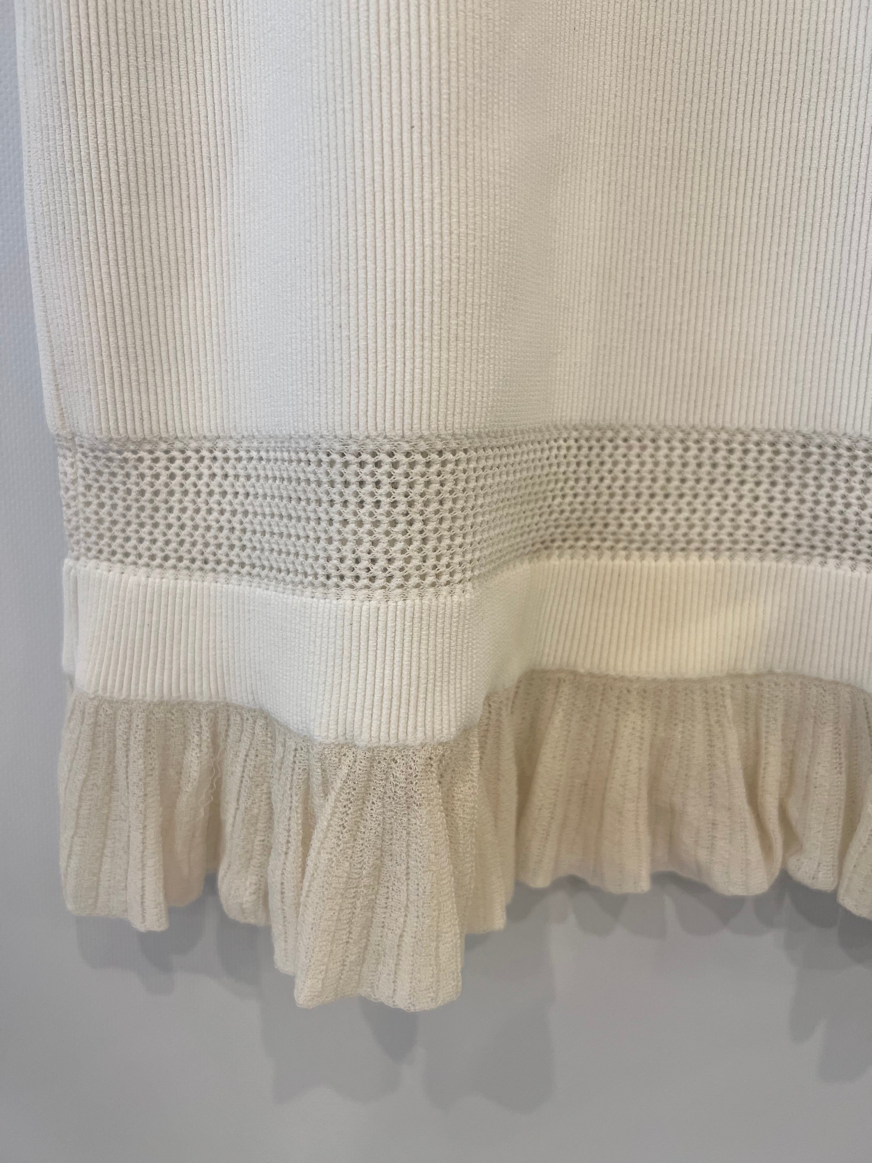 Alaïa White Ribbed Sleeveless Mini Dress with Knit and Frill Details Size FR 38 (UK 10) - Image 11