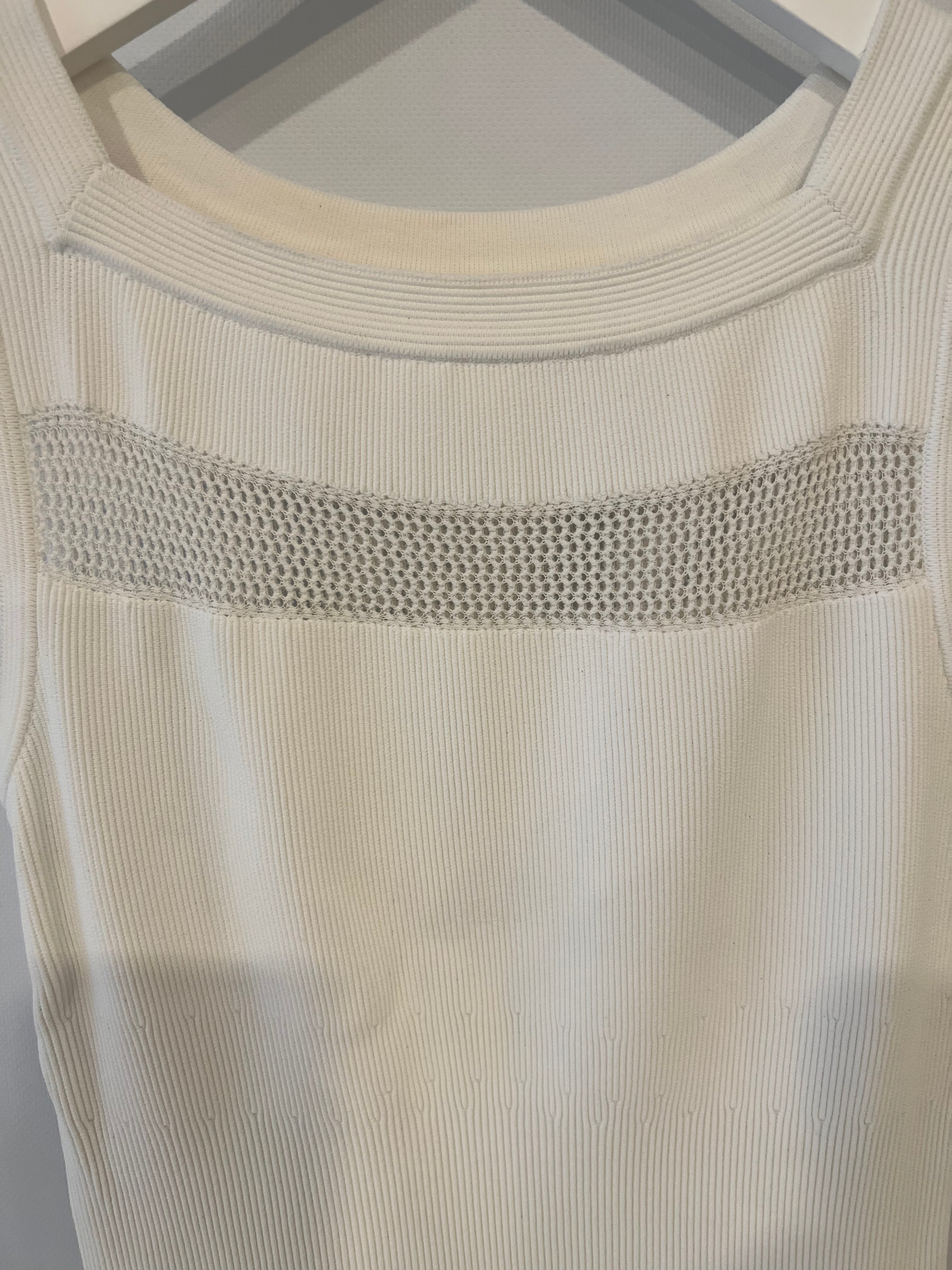 Alaïa White Ribbed Sleeveless Mini Dress with Knit and Frill Details Size FR 38 (UK 10) - Image 12