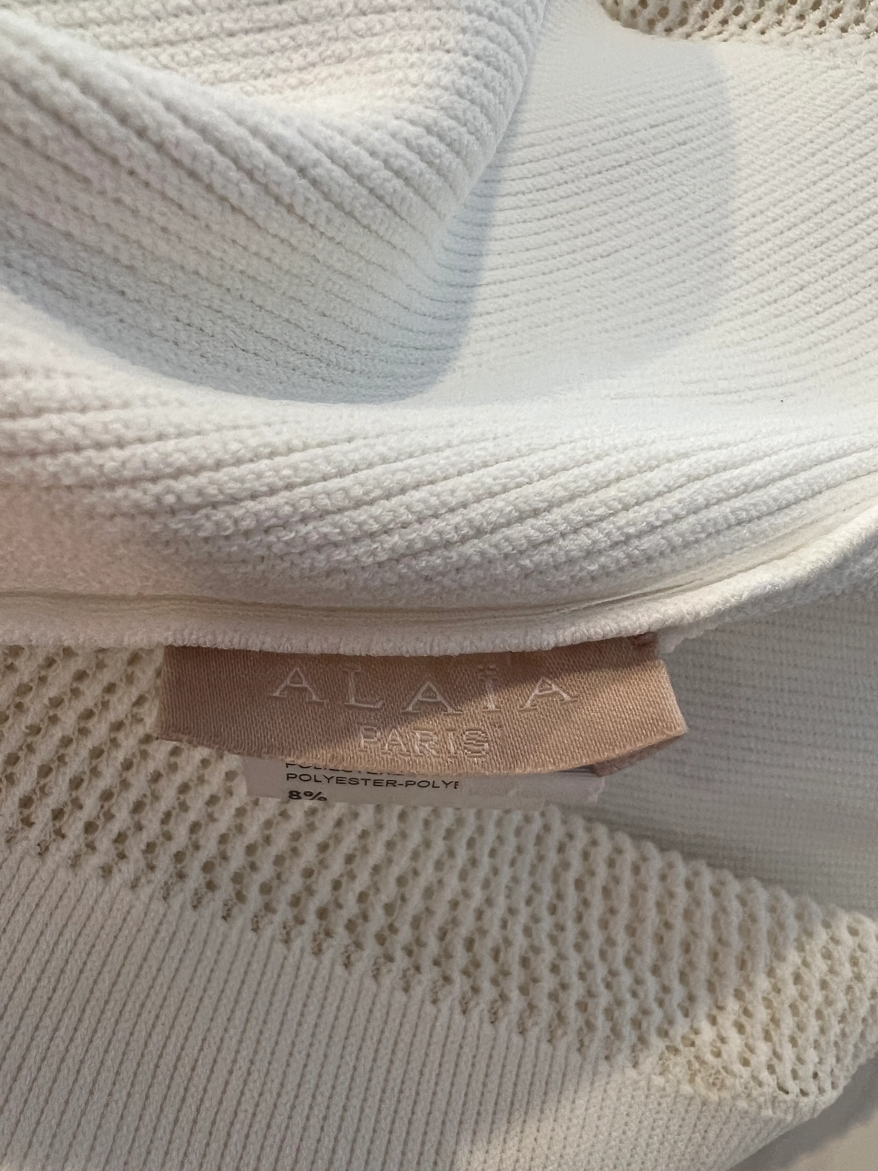 Alaïa White Ribbed Sleeveless Mini Dress with Knit and Frill Details Size FR 38 (UK 10) - Image 13
