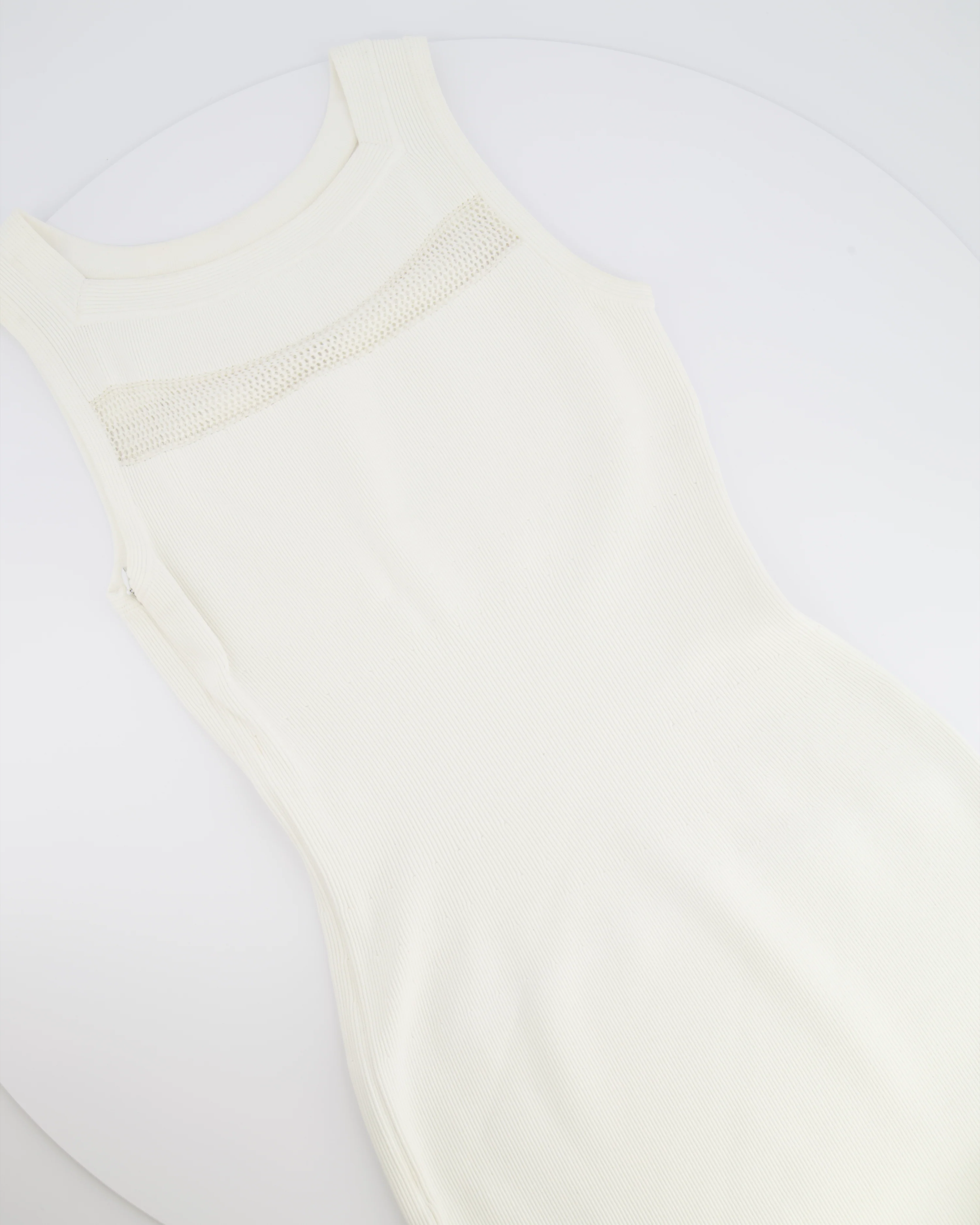 Alaïa White Ribbed Sleeveless Mini Dress with Knit and Frill Details Size FR 38 (UK 10) - Image 5