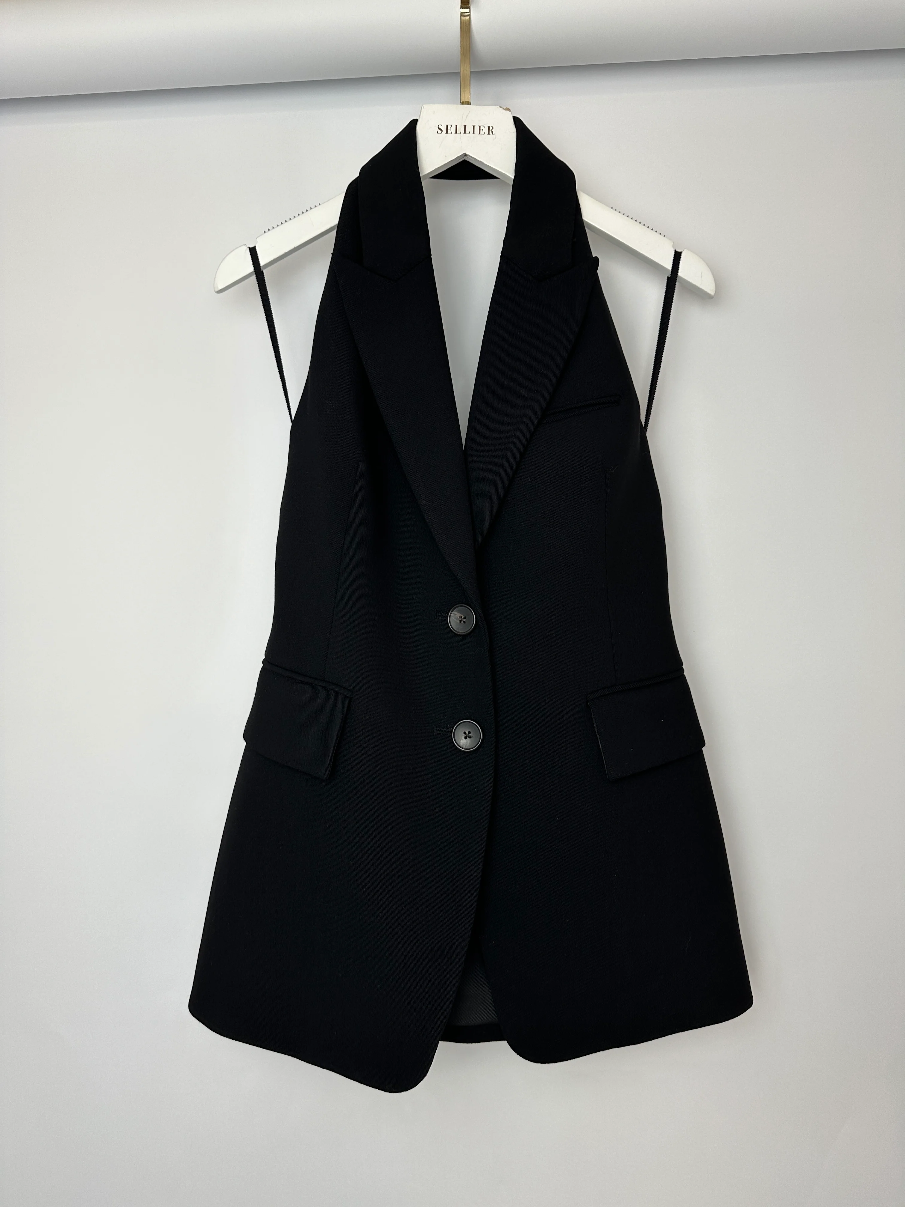 A.L.C Black Tailored Waistcoat and Wide Leg Trouser Set Top Size US 0 (UK 4) Trousers Size US 2 (UK 6) - Image 17