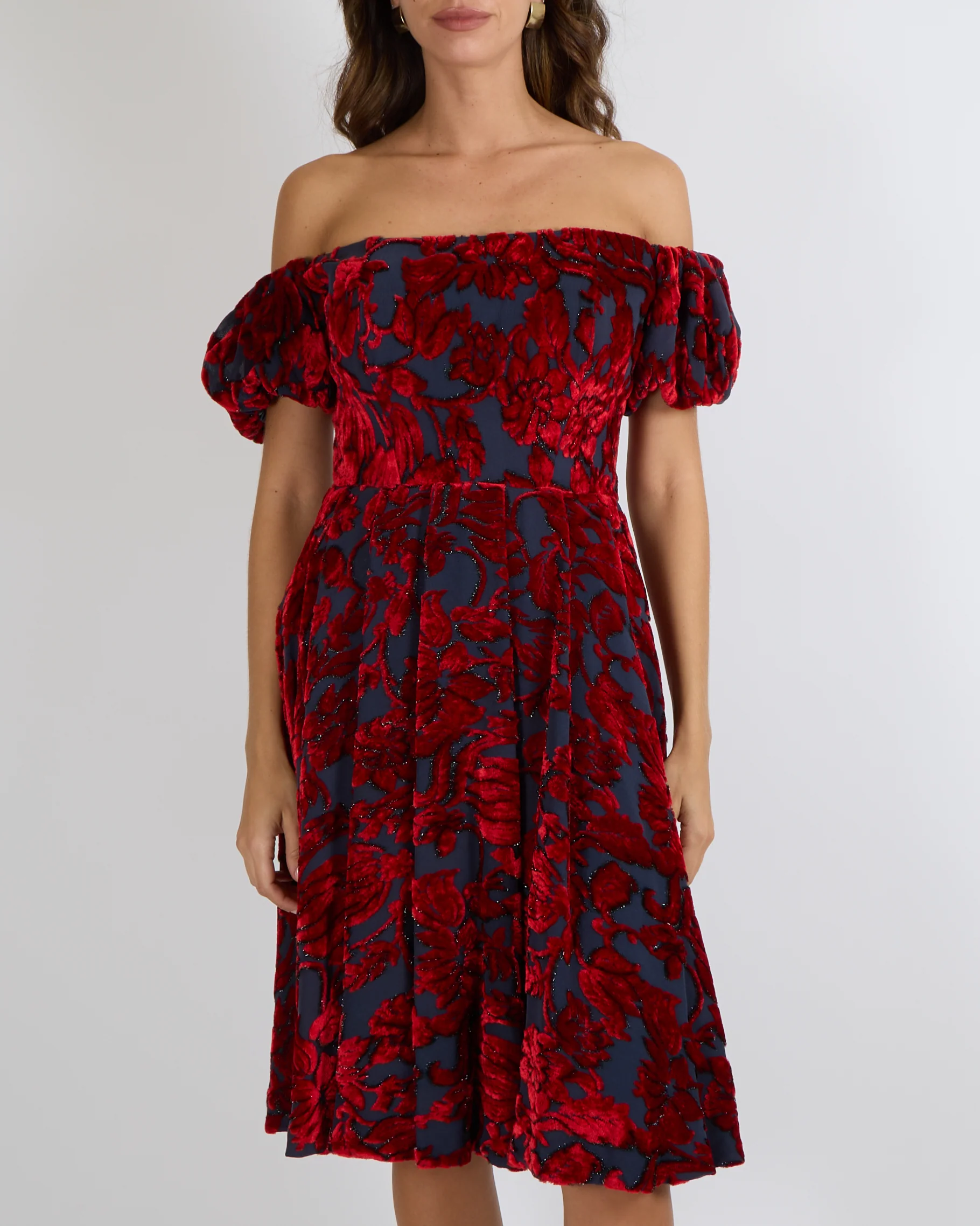Alena Akhmadullina Blue and Red Short-Sleeve Midi Dress with Velvet Details Size UK 8 - Image 2