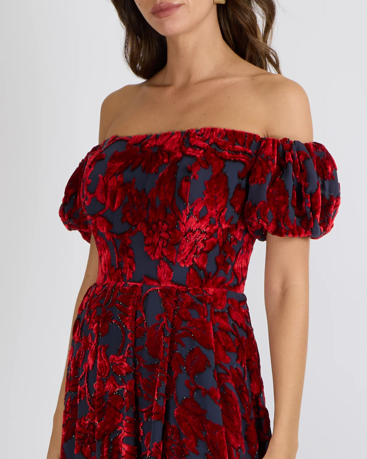 Alena Akhmadullina Blue and Red Short-Sleeve Midi Dress with Velvet Details Size UK 8 - Image 3