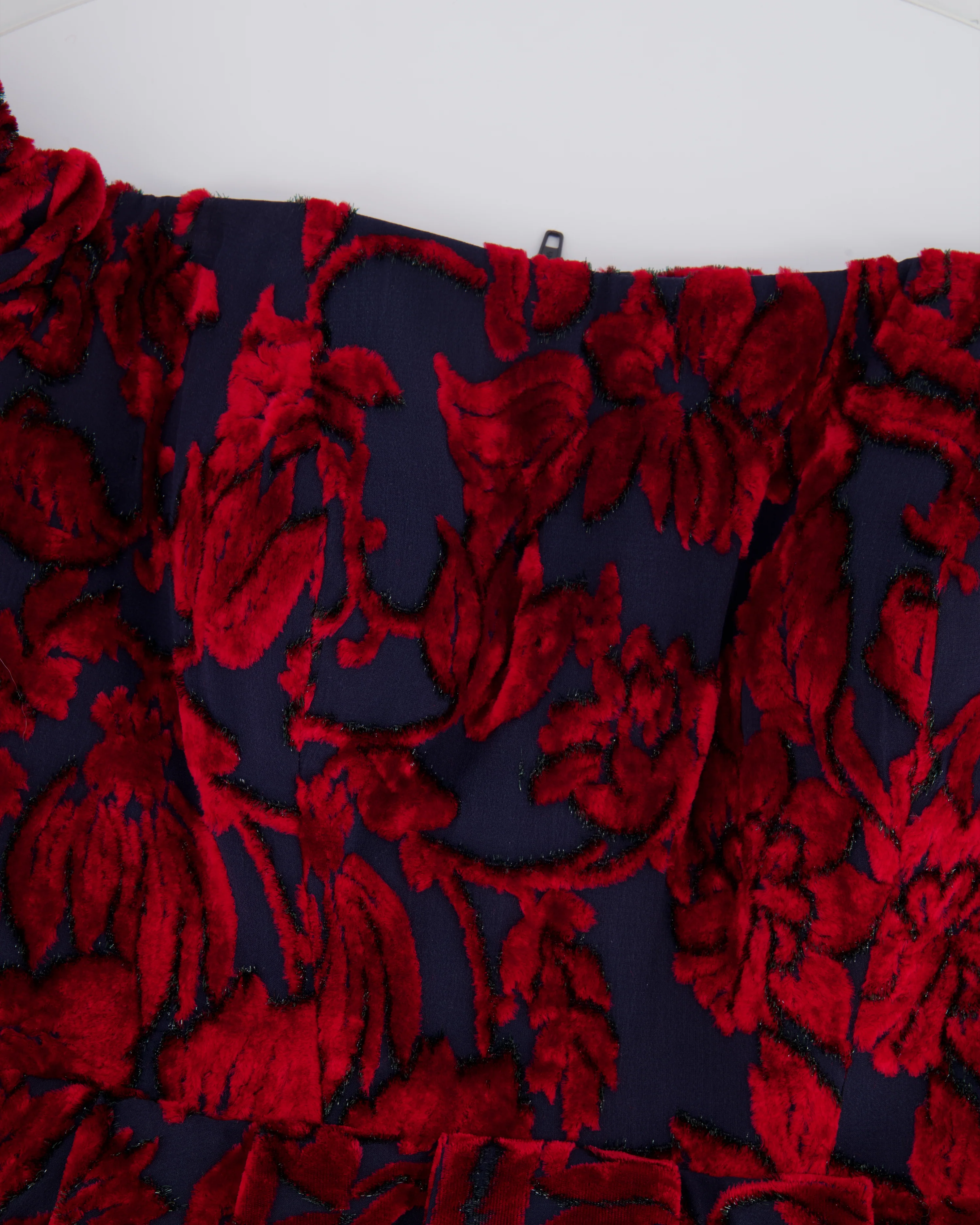Alena Akhmadullina Blue and Red Short-Sleeve Midi Dress with Velvet Details Size UK 8 - Image 7