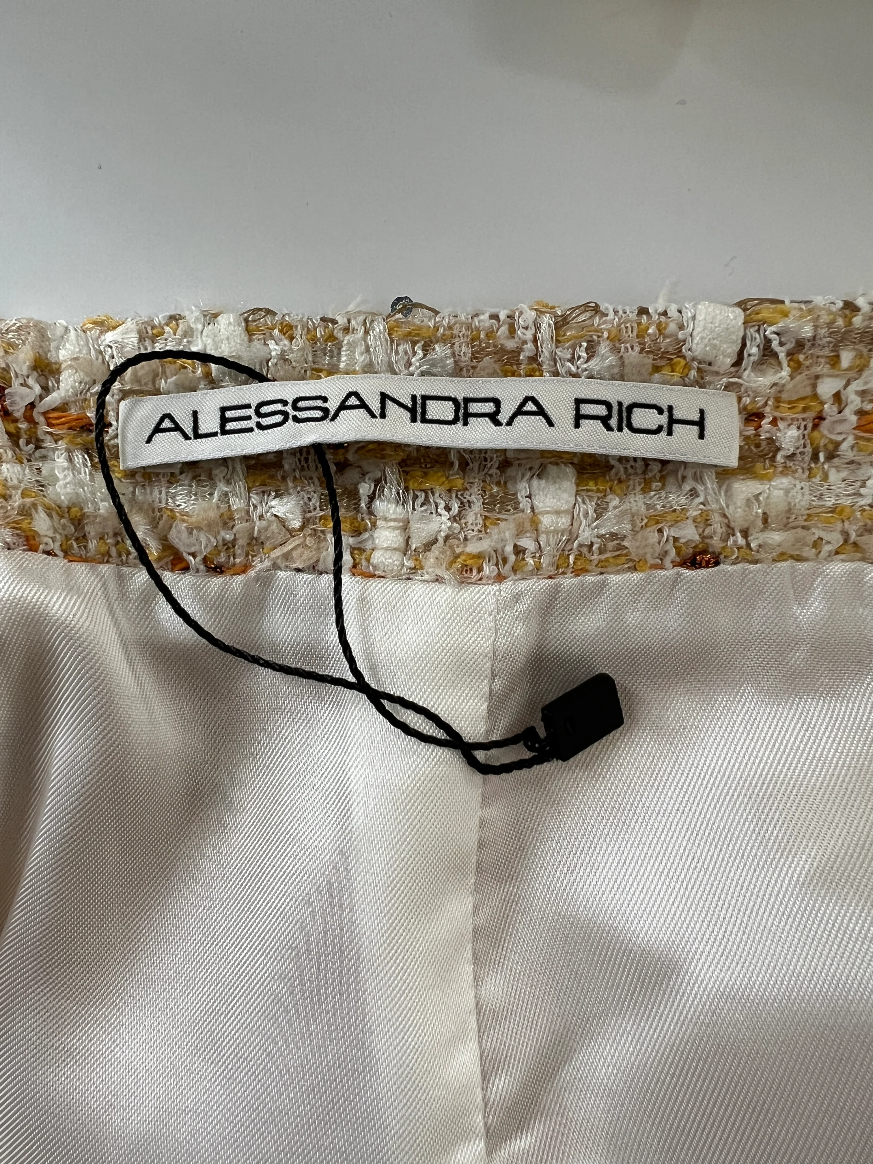 Alessandra Rich Beige, Yellow and Orange Tweed Midi Skirt Size IT 40 (UK 8) - Image 11