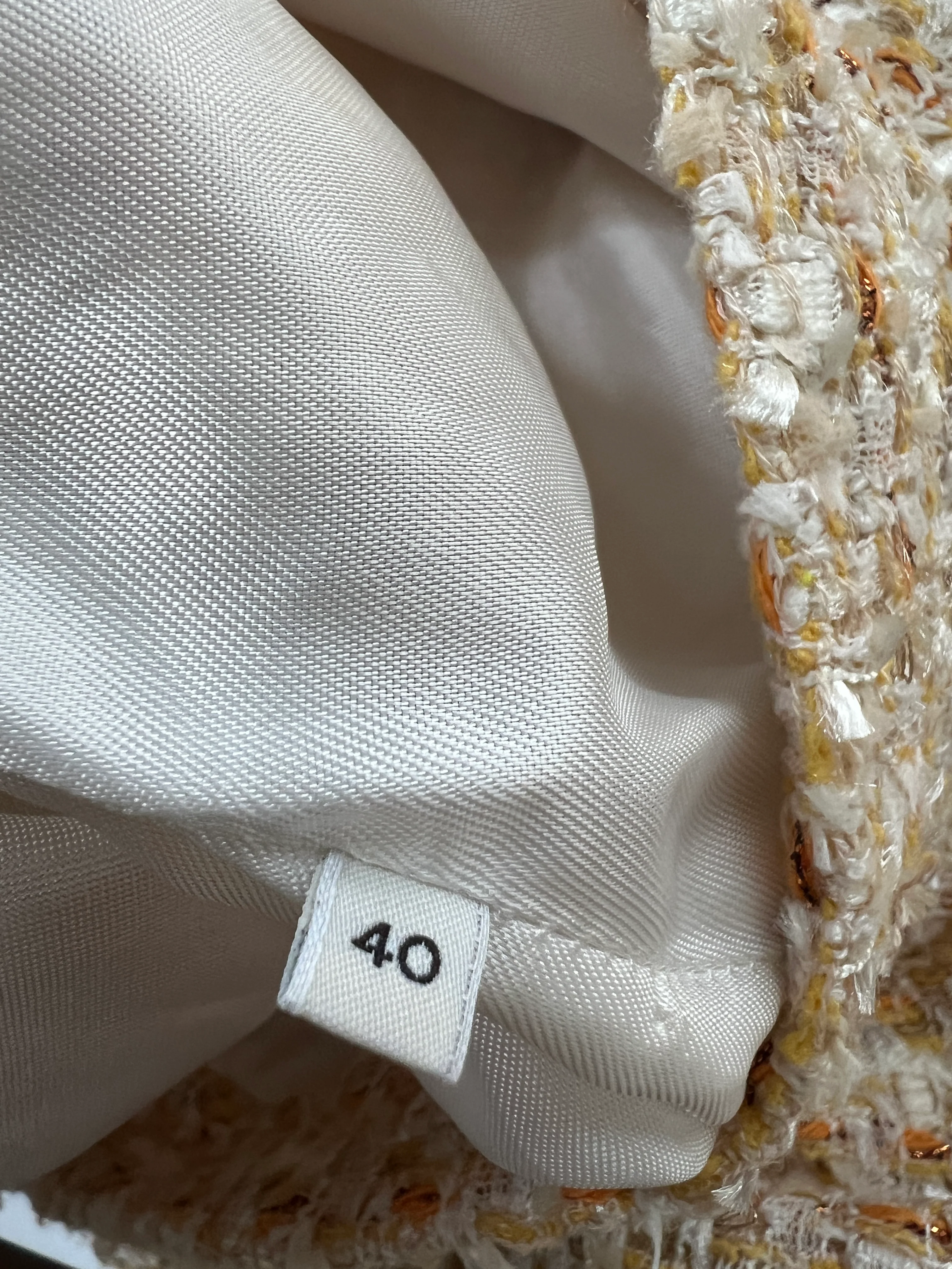 Alessandra Rich Beige, Yellow and Orange Tweed Midi Skirt Size IT 40 (UK 8) - Image 12