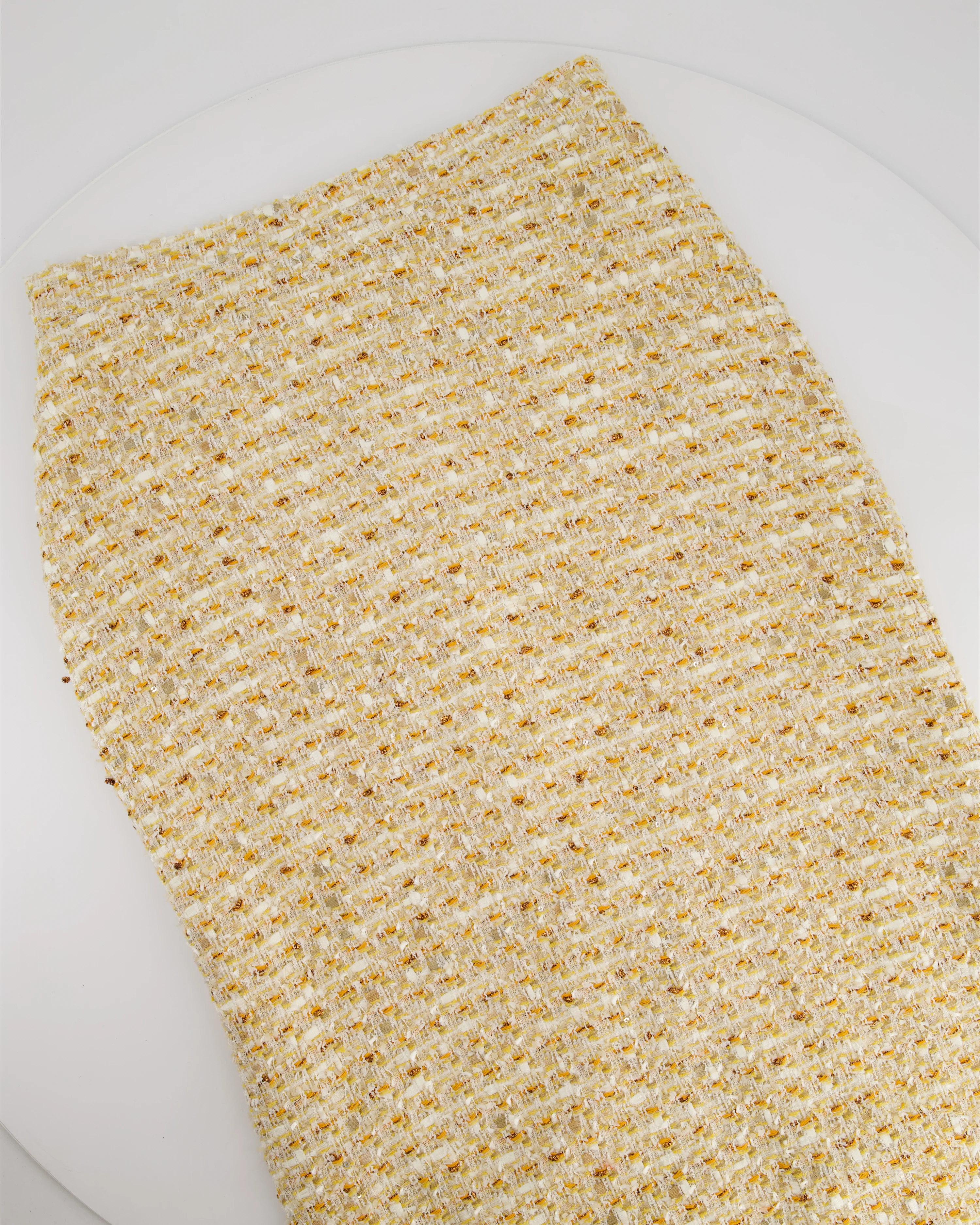 Alessandra Rich Beige, Yellow and Orange Tweed Midi Skirt Size IT 40 (UK 8) - Image 5