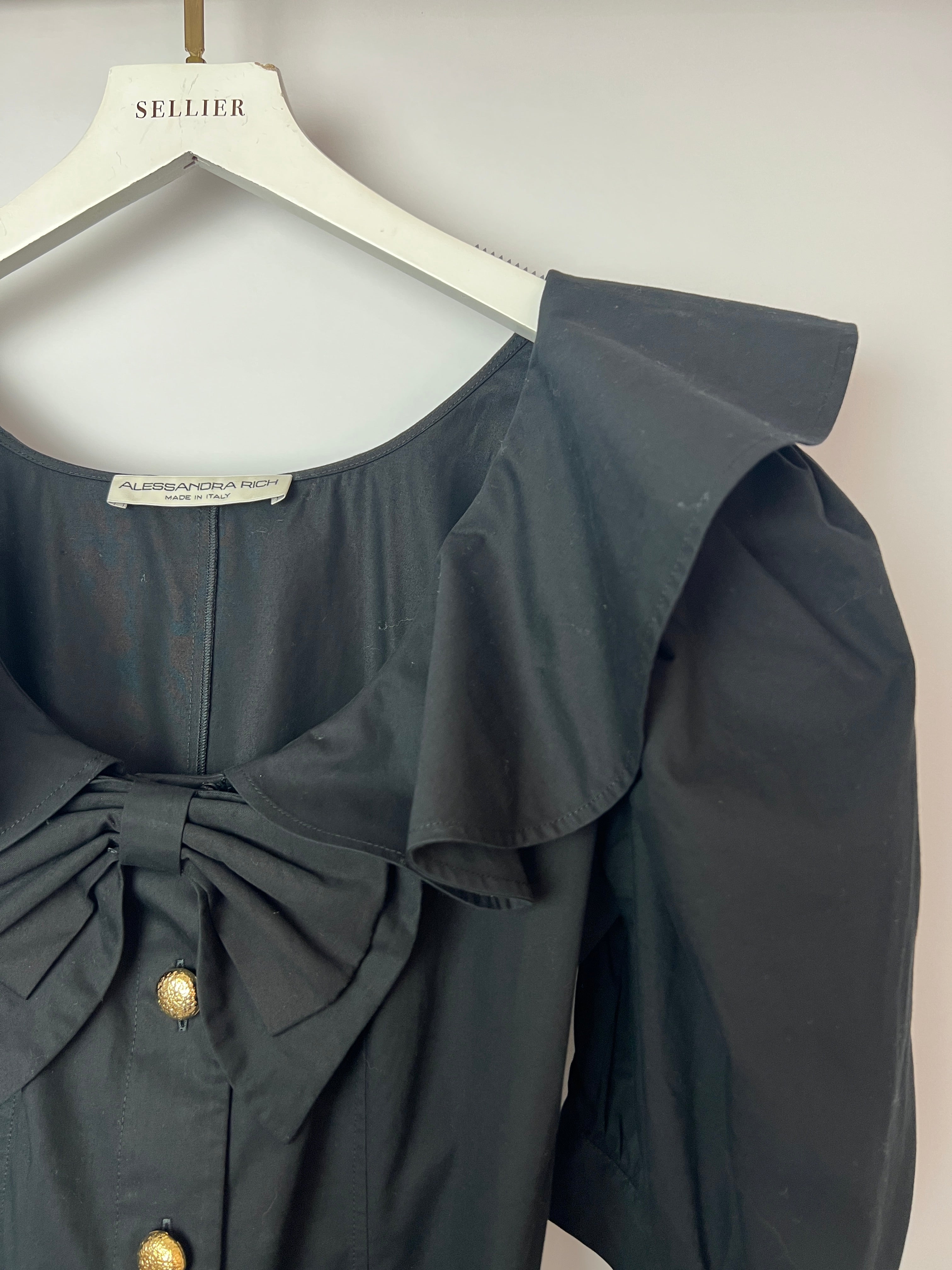 Alessandra Rich Black Mini Dress with Bow Neckline and Belt Detailing Size IT 40 (UK 8) - Image 10