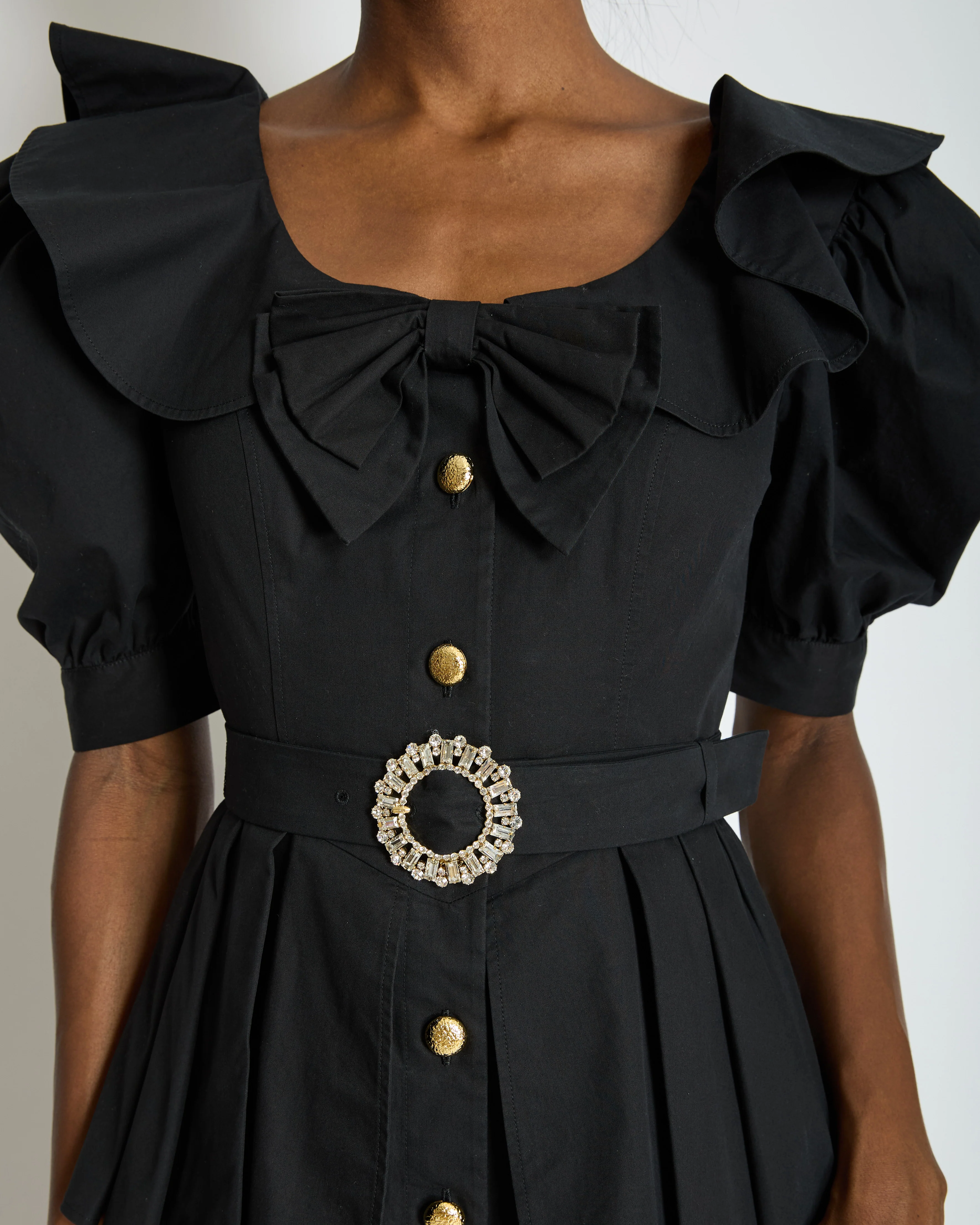 Alessandra Rich Black Mini Dress with Bow Neckline and Belt Detailing Size IT 40 (UK 8) - Image 5