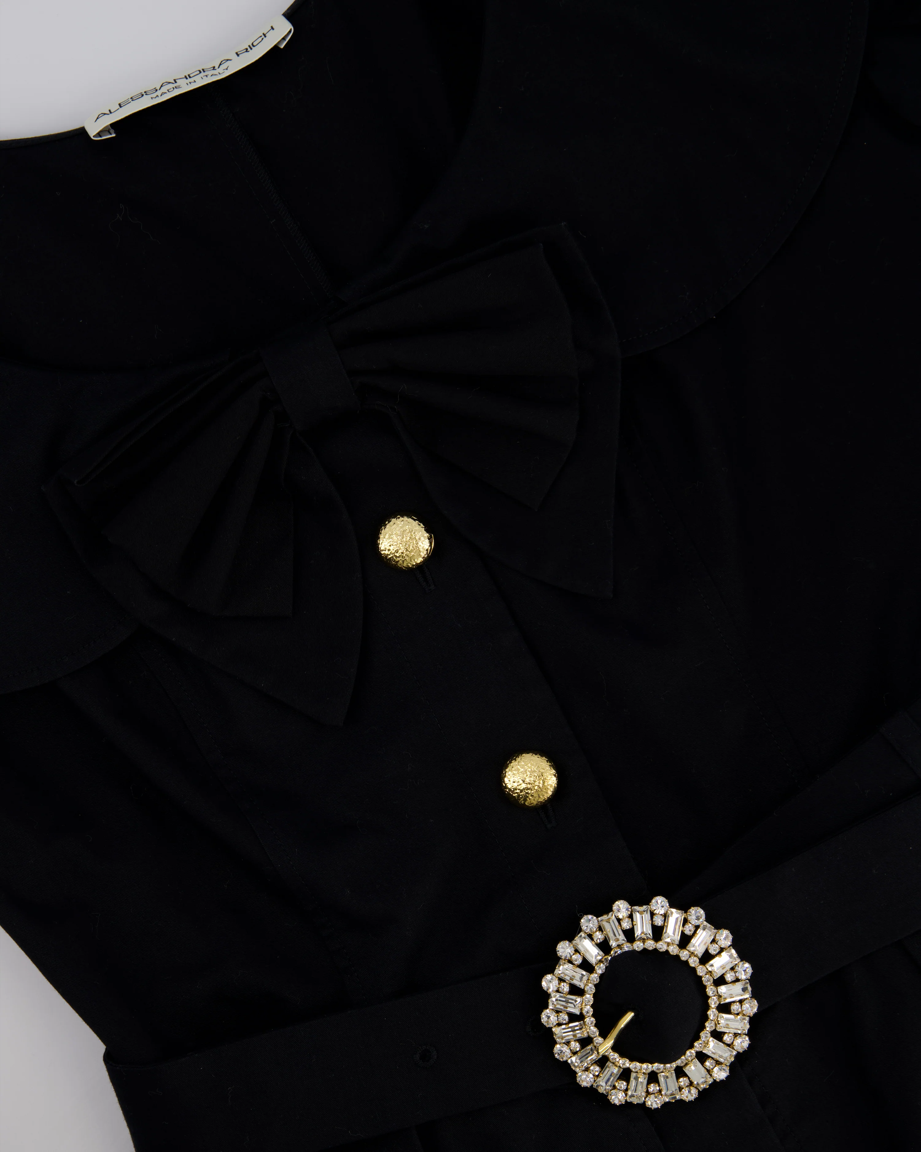 Alessandra Rich Black Mini Dress with Bow Neckline and Belt Detailing Size IT 40 (UK 8) - Image 7